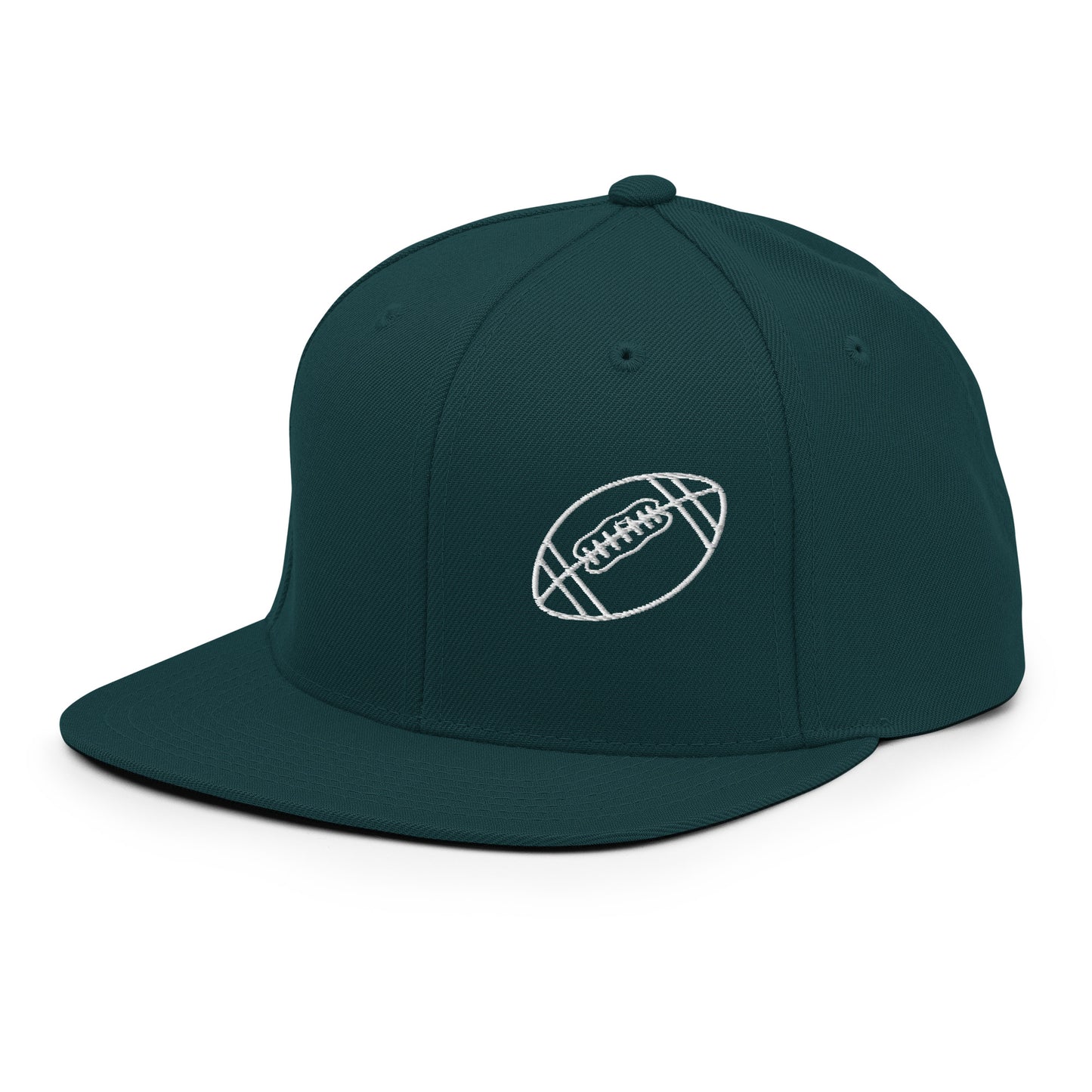 Football Edition structured snapback hat in spruce green with flat brim and high-profile 6-panel crown | Our Game | An Athlete Trains