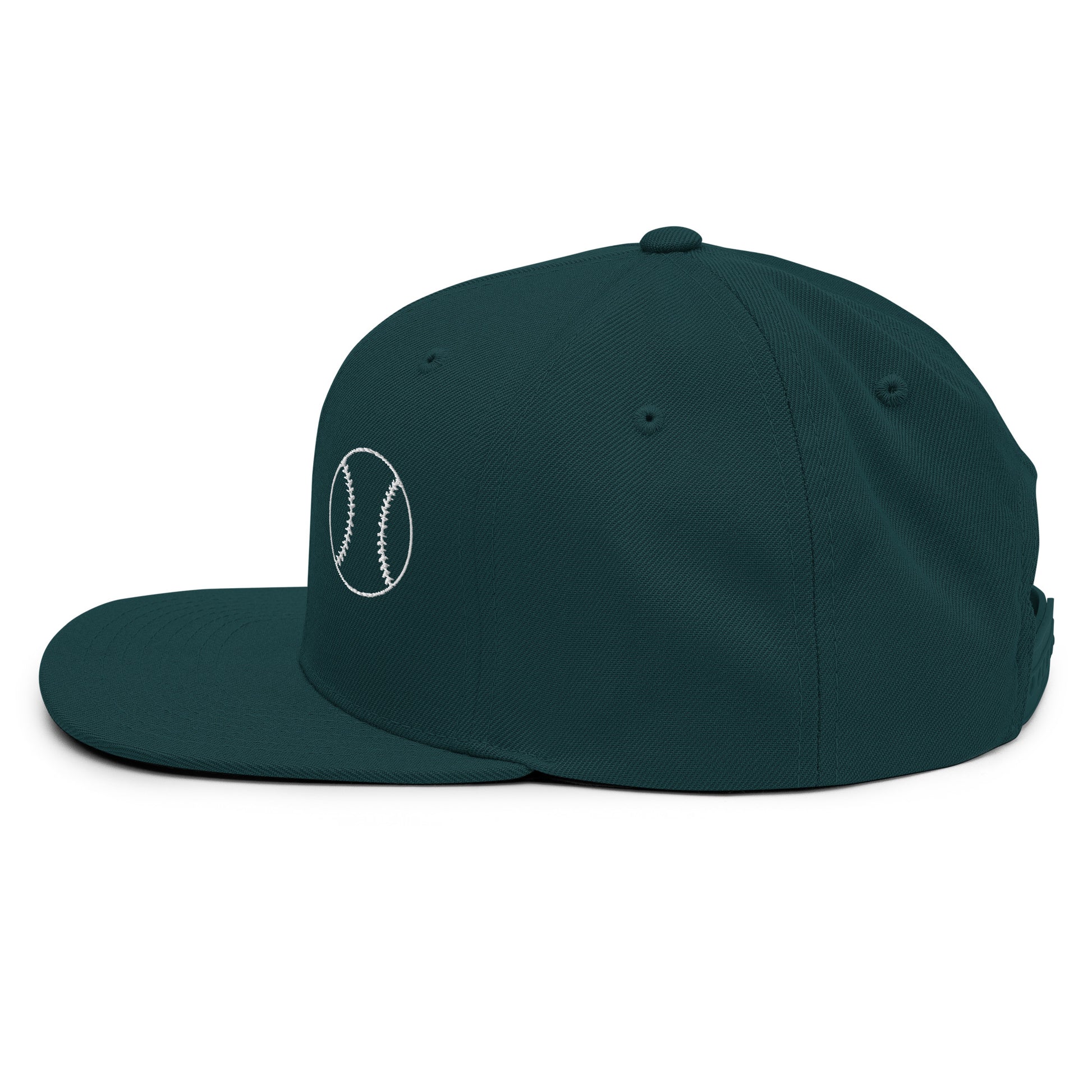 Baseball Edition structured snapback hat in spruce green with flat brim and high-profile 6-panel crown | Our Game | An Athlete Trains