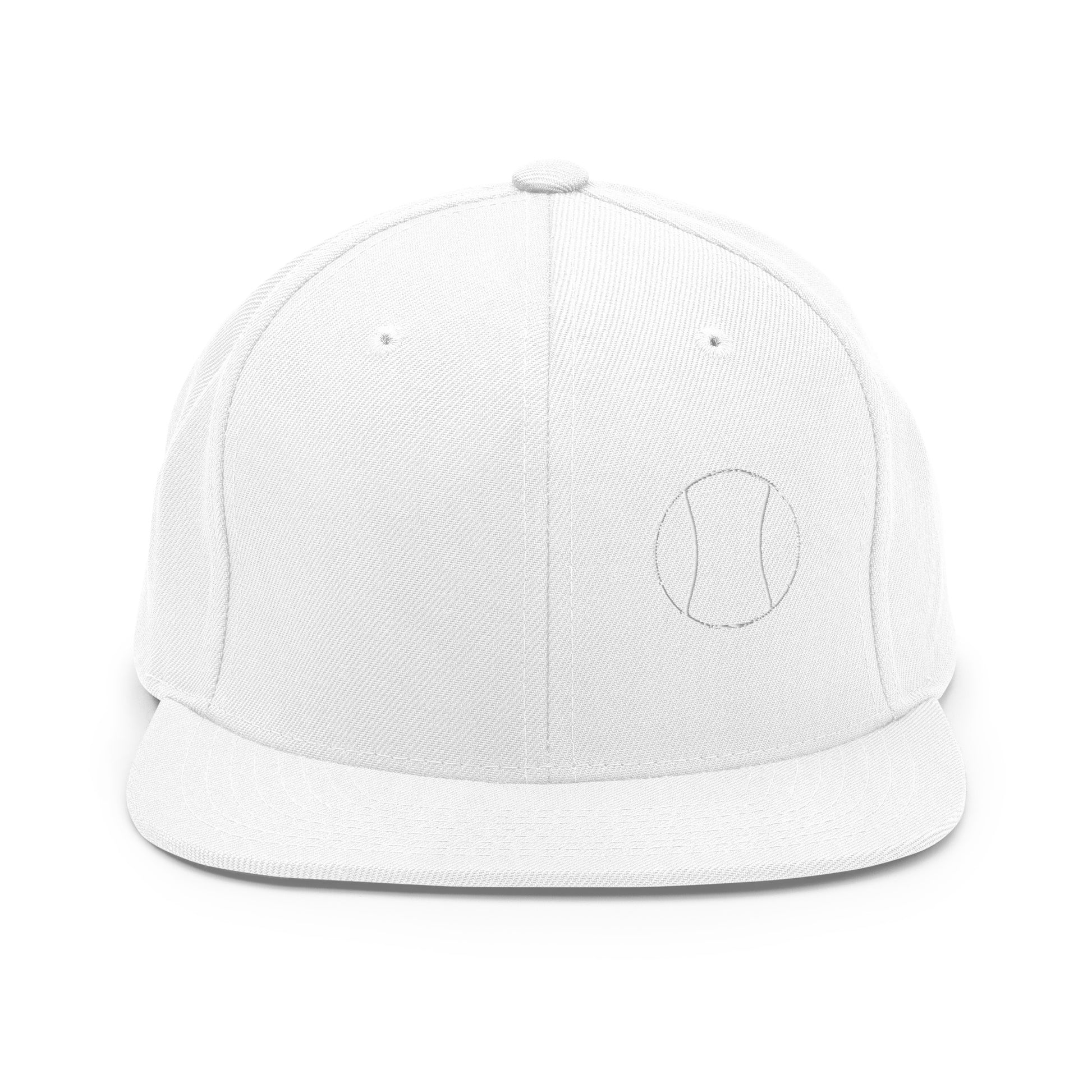 Tennis Edition structured snapback hat in white with flat brim and high-profile 6-panel crown — Our Game collection