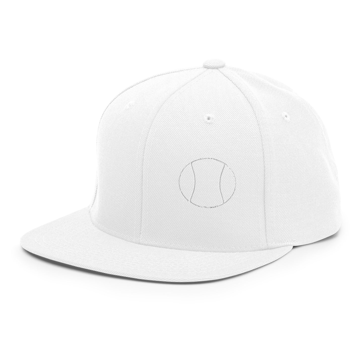 Tennis Edition structured snapback hat in white with flat brim and high-profile 6-panel crown — Our Game collection