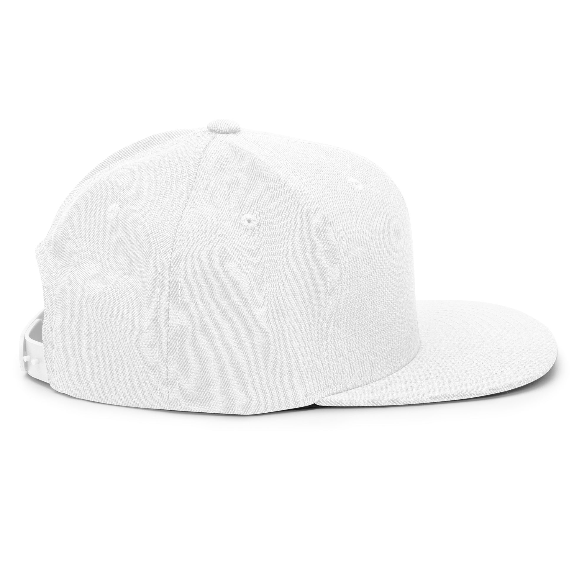 Baseball Edition structured snapback hat in white with flat brim and high-profile 6-panel crown | Our Game | An Athlete Trains