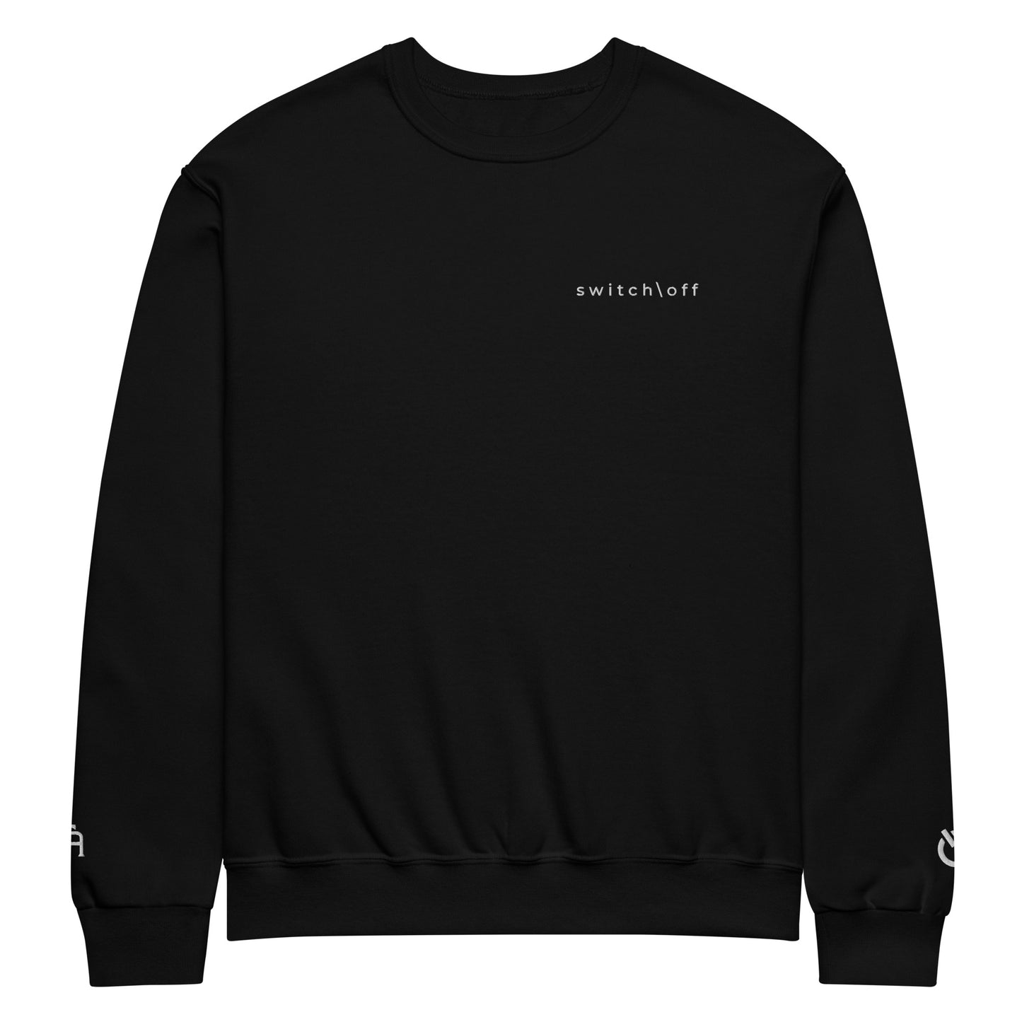 Crew neck Nublend fleece sweatshirt in black with white switch\off and logo embroidery - An Athlete Trains.