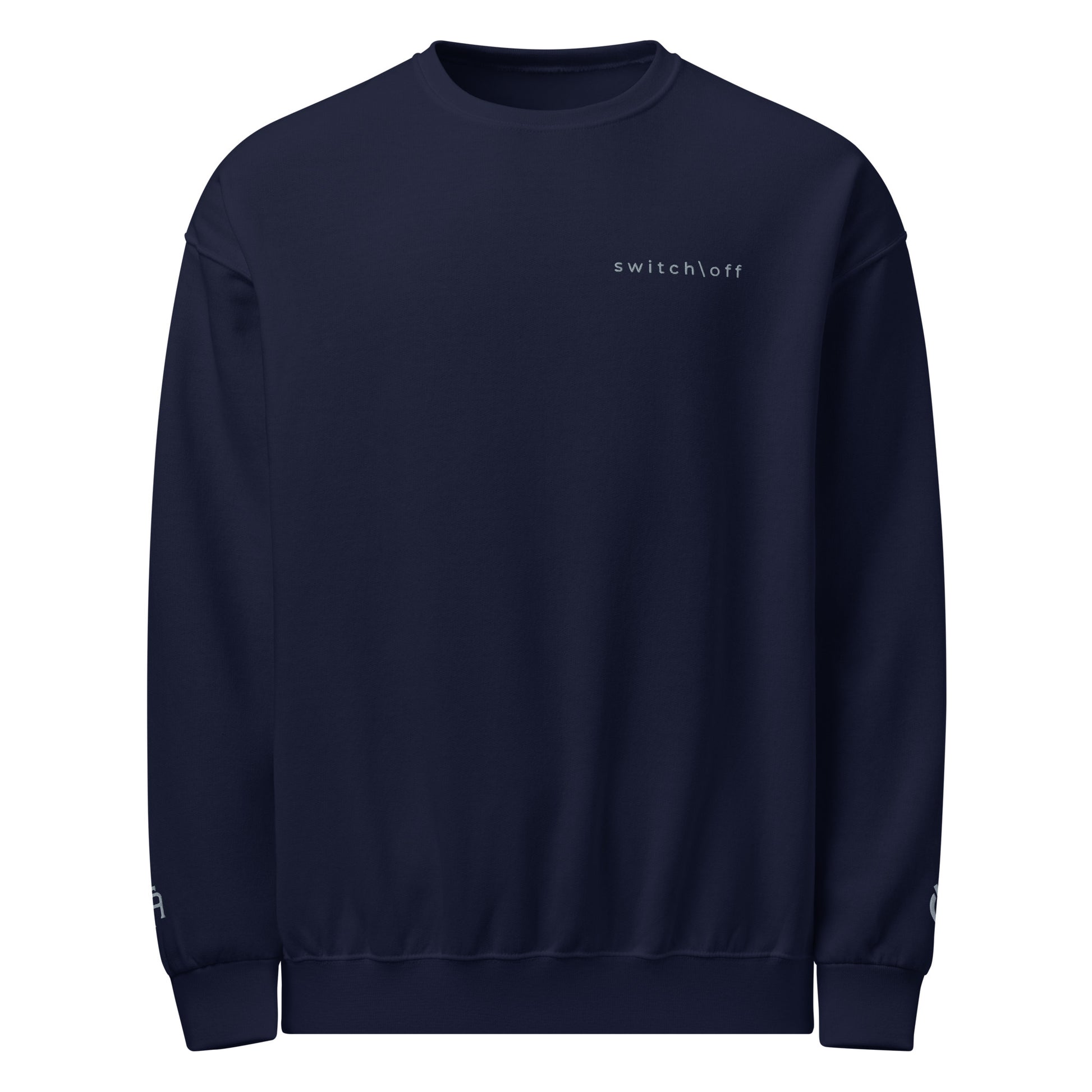 Crew neck Nublend fleece sweatshirt in navy with gray switch\off and logo embroidery - An Athlete Trains.