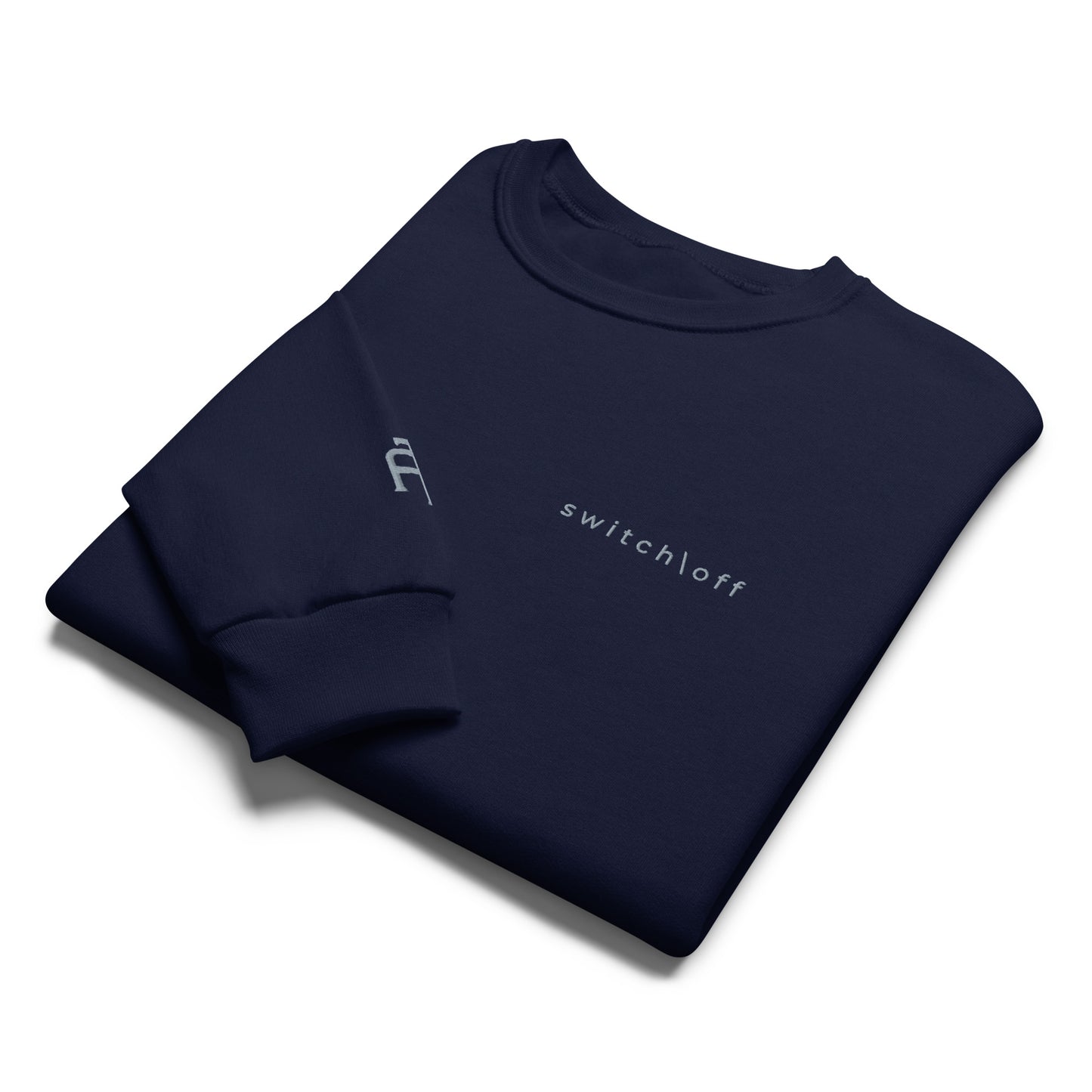Crew neck Nublend fleece sweatshirt in navy with gray switch\off and logo embroidery - An Athlete Trains.