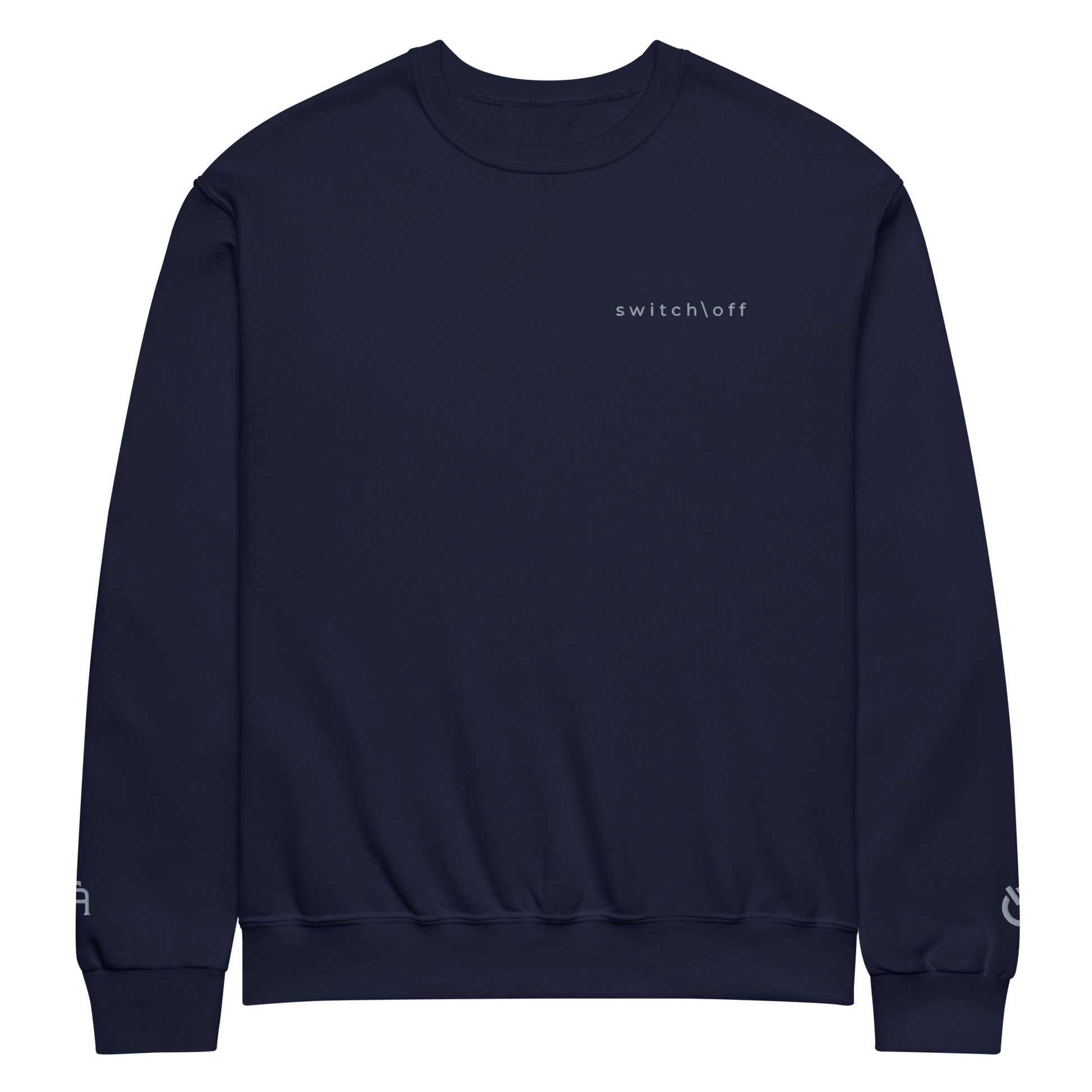Crew neck Nublend fleece sweatshirt in navy with gray switch\off and logo embroidery - An Athlete Trains.