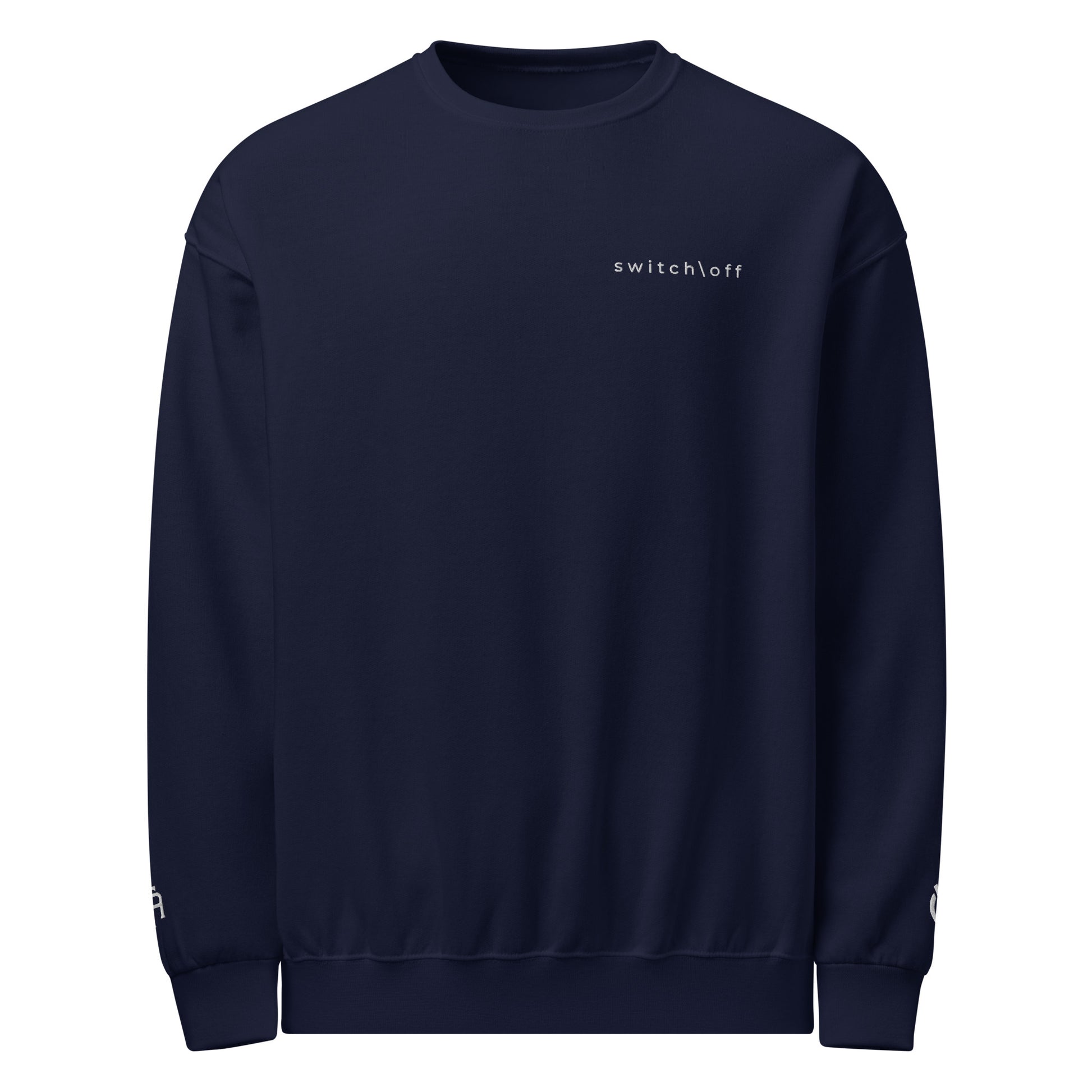 Crew neck Nublend fleece sweatshirt in navy with white switch\off and logo embroidery - An Athlete Trains.