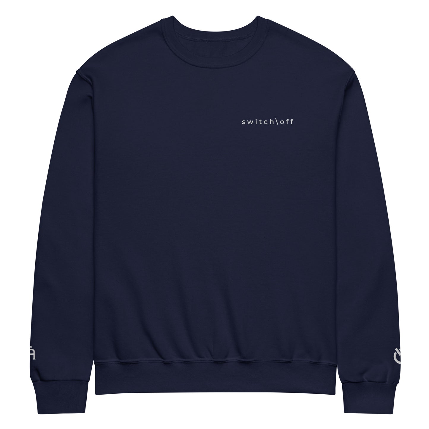Crew neck Nublend fleece sweatshirt in navy with white switch\off and logo embroidery - An Athlete Trains.