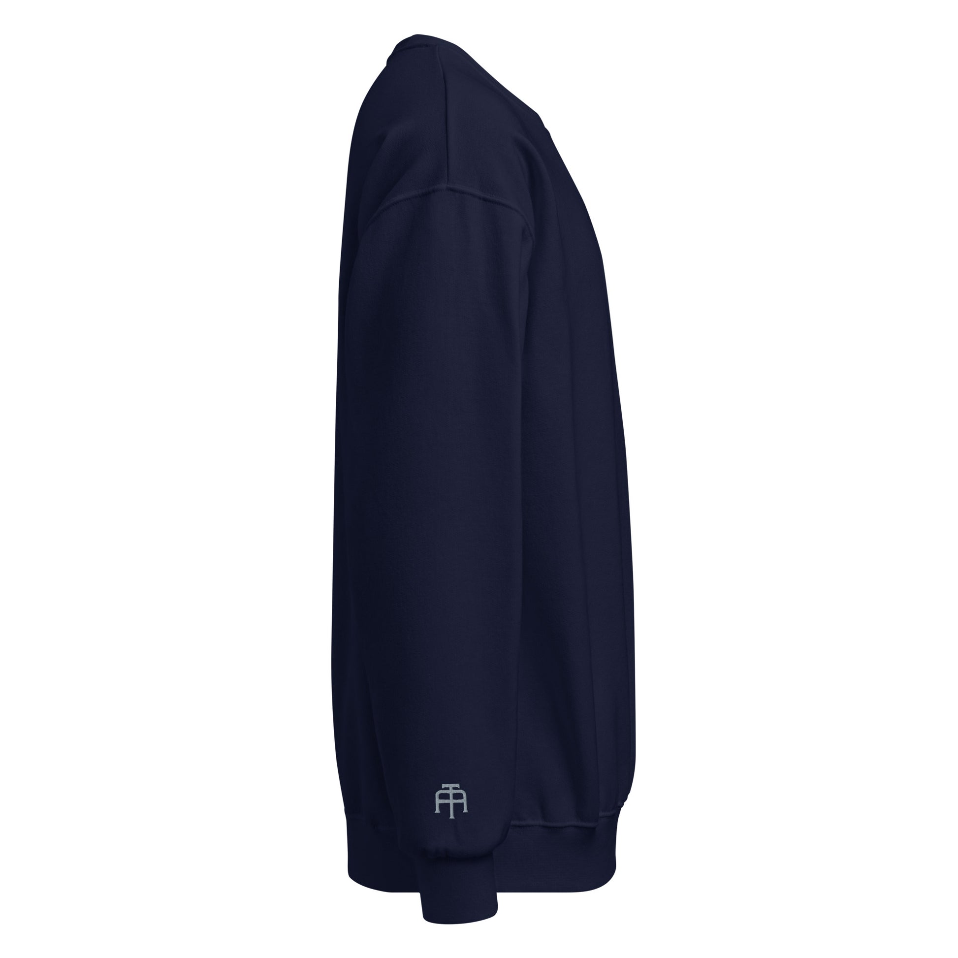 Crew neck Nublend fleece sweatshirt in navy with gray switch\off and logo embroidery - An Athlete Trains.
