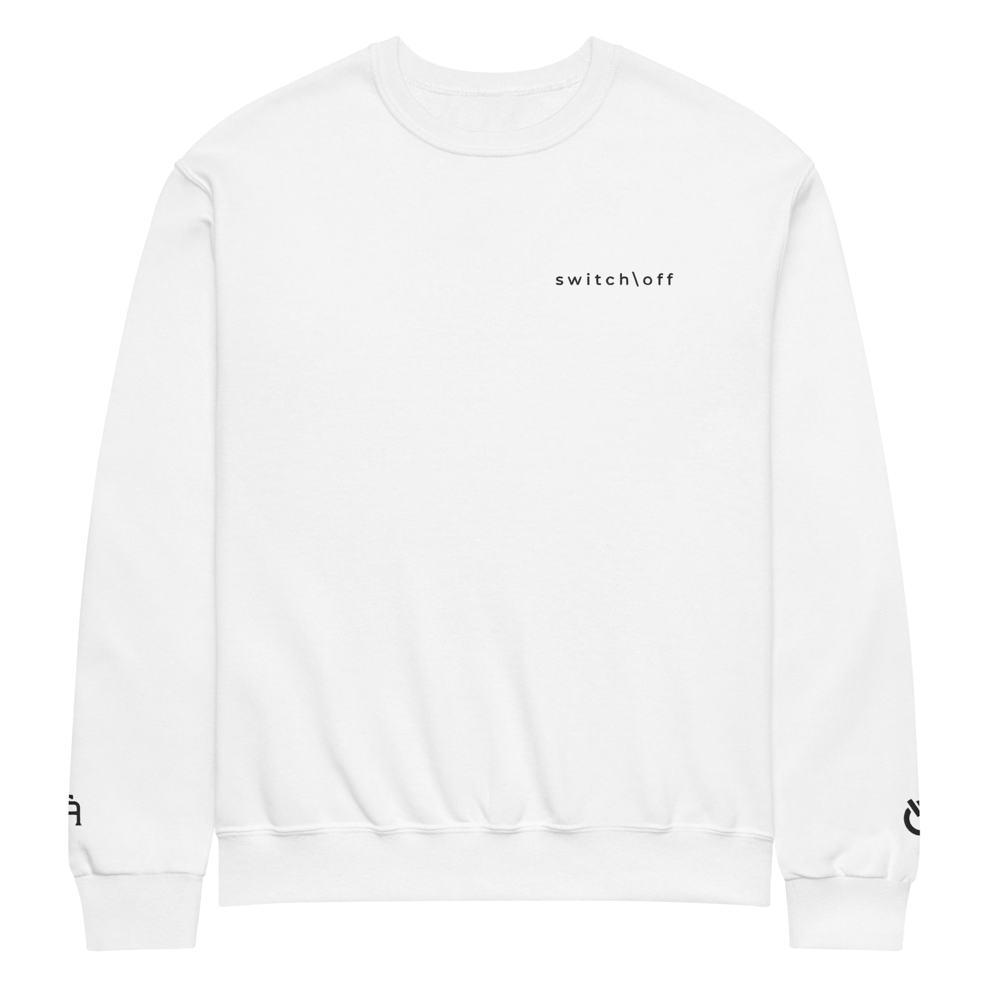 Crew neck Nublend fleece sweatshirt in white  with black switch\off and logo embroidery - An Athlete Trains.