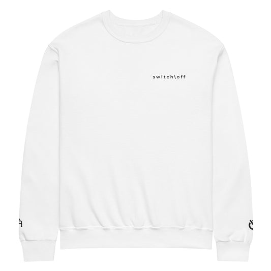 Crew neck Nublend fleece sweatshirt in white  with black switch\off and logo embroidery - An Athlete Trains.