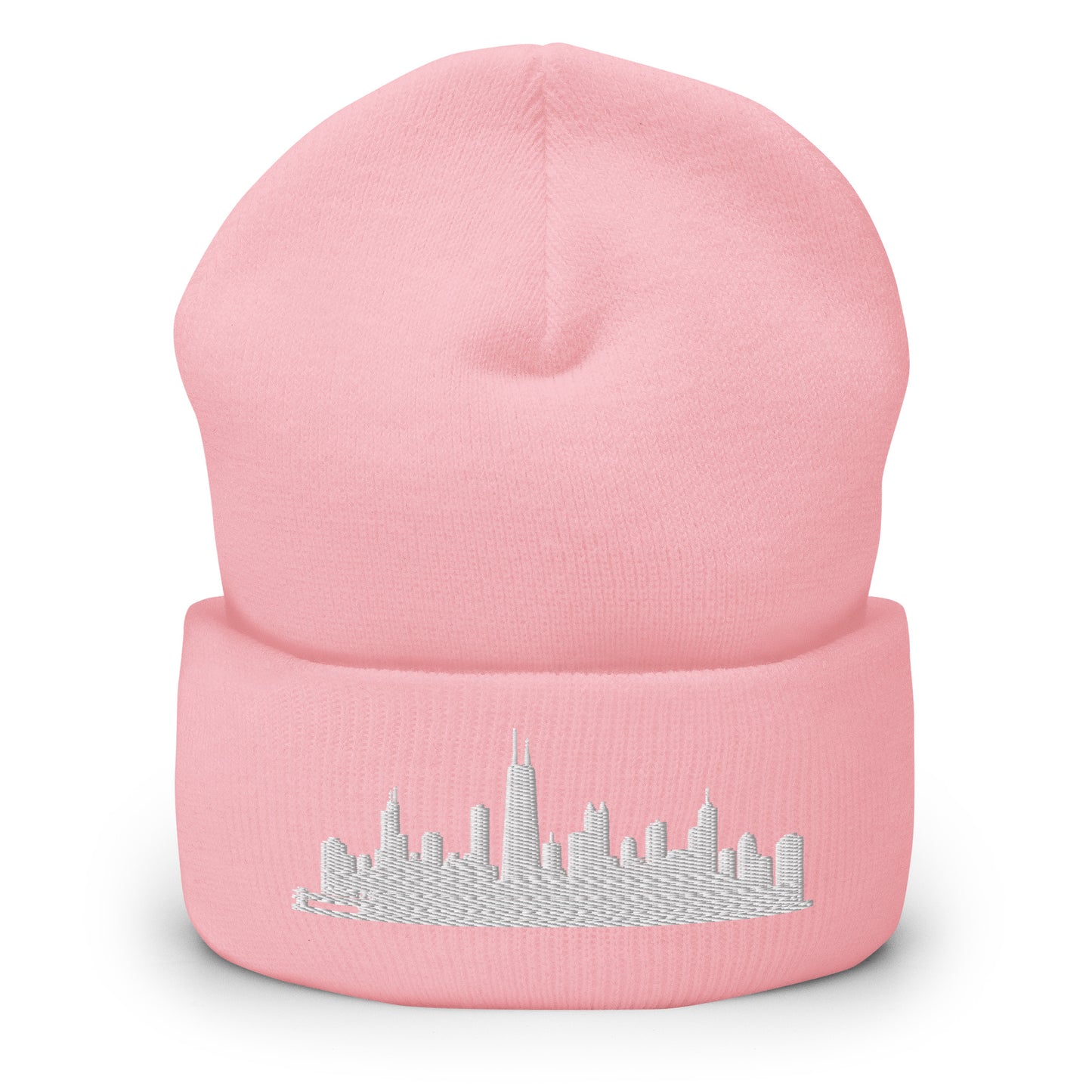 Chicago Edition Cuffed Beanie in pink —hypoallergenic athletic knit headwear | Our City |An Athlete Trains