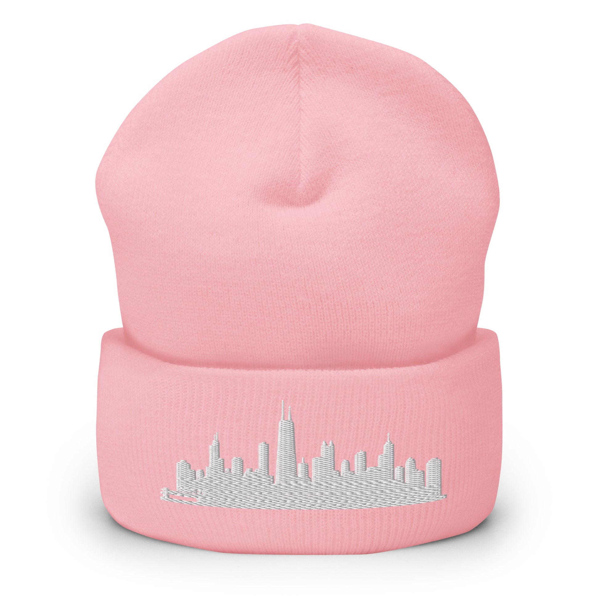 Chicago Edition Cuffed Beanie in pink —hypoallergenic athletic knit headwear | Our City |An Athlete Trains