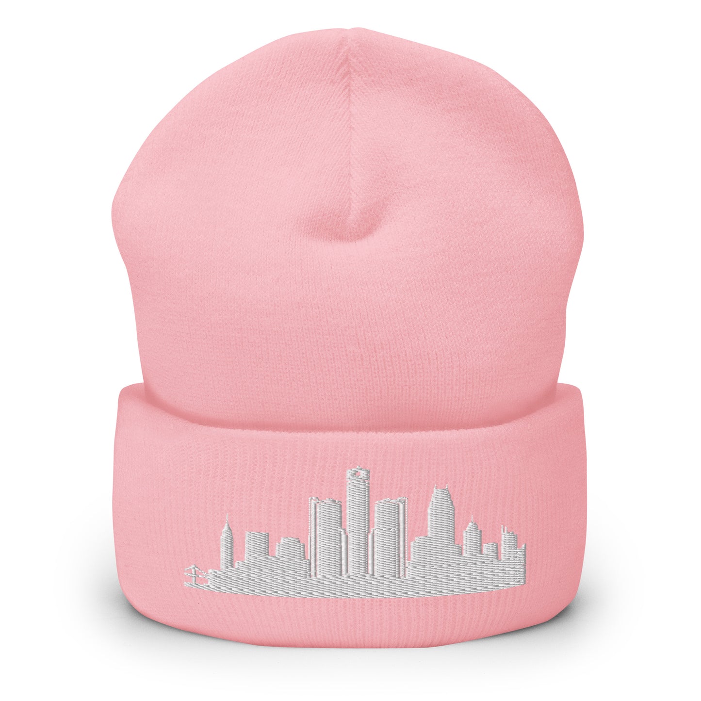 Detroit Edition Cuffed Beanie in pink —hypoallergenic athletic knit headwear | Our City |An Athlete Trains