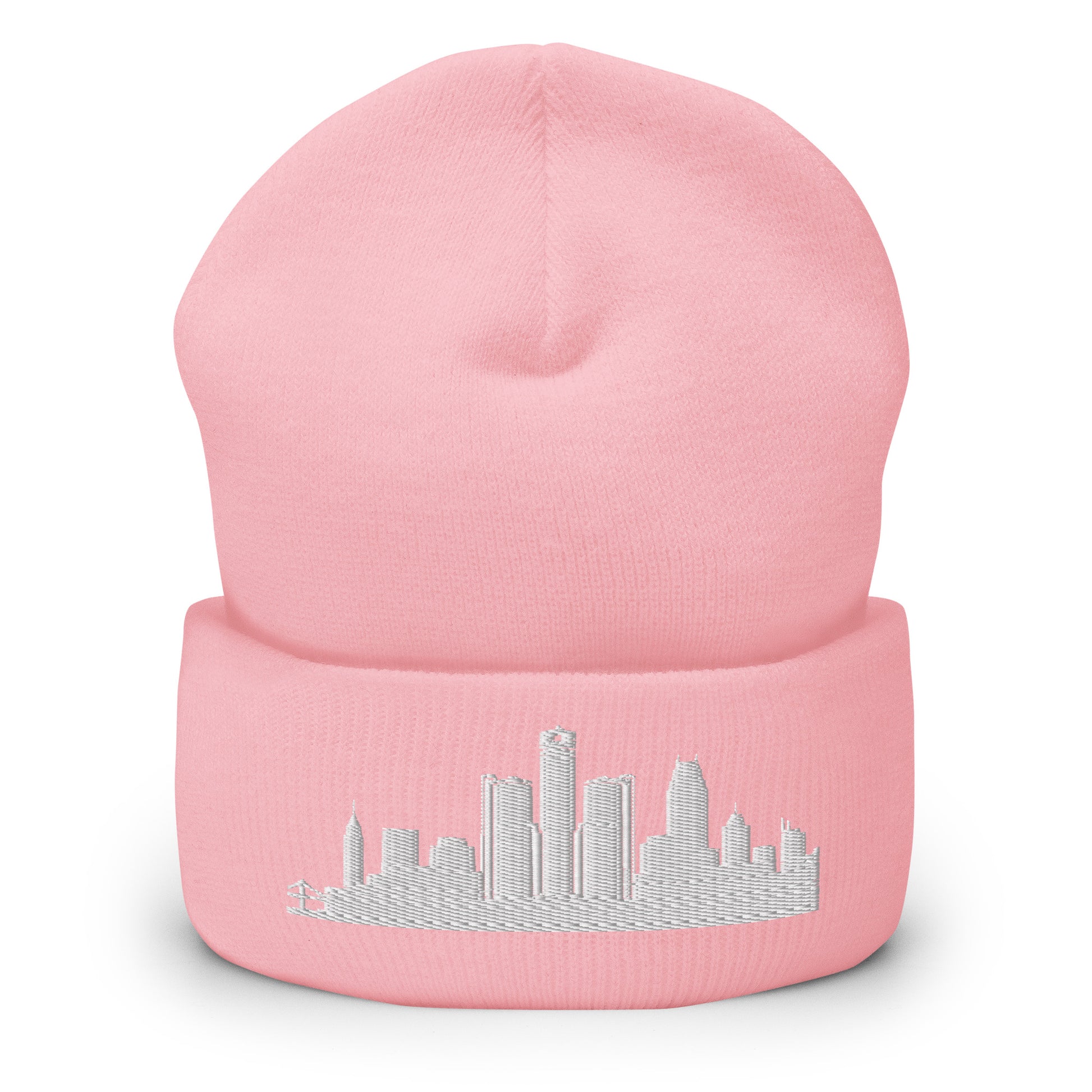 Detroit Edition Cuffed Beanie in pink —hypoallergenic athletic knit headwear | Our City |An Athlete Trains