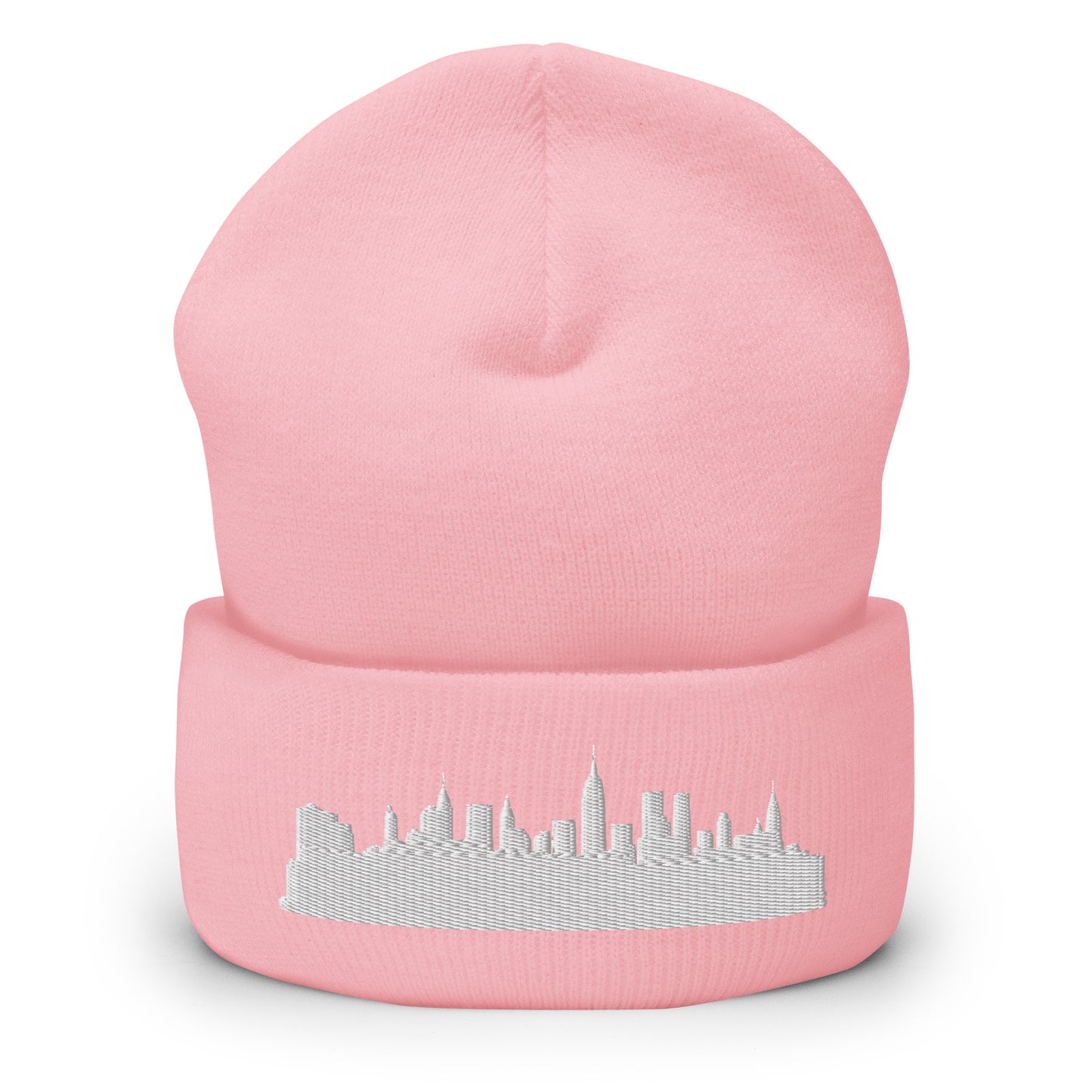 New York Edition Cuffed Beanie in pink —hypoallergenic athletic knit headwear | Our City |An Athlete Trains