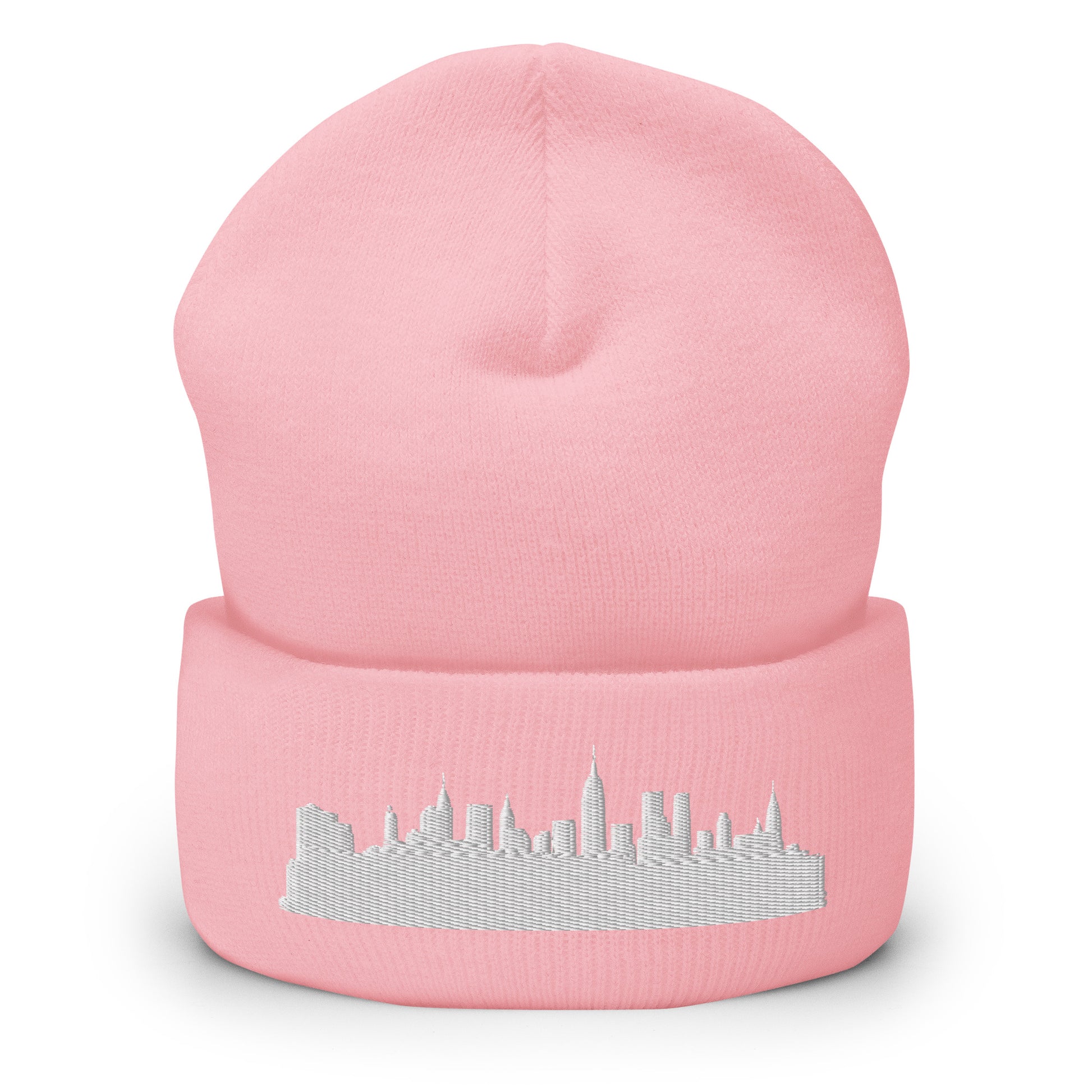 New York Edition Cuffed Beanie in pink —hypoallergenic athletic knit headwear | Our City |An Athlete Trains