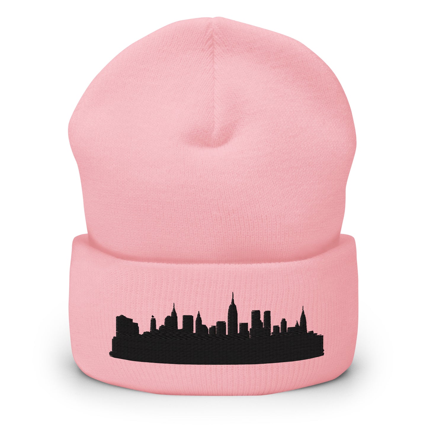 New York Edition Cuffed Beanie in pink —hypoallergenic athletic knit headwear | Our City |An Athlete Trains