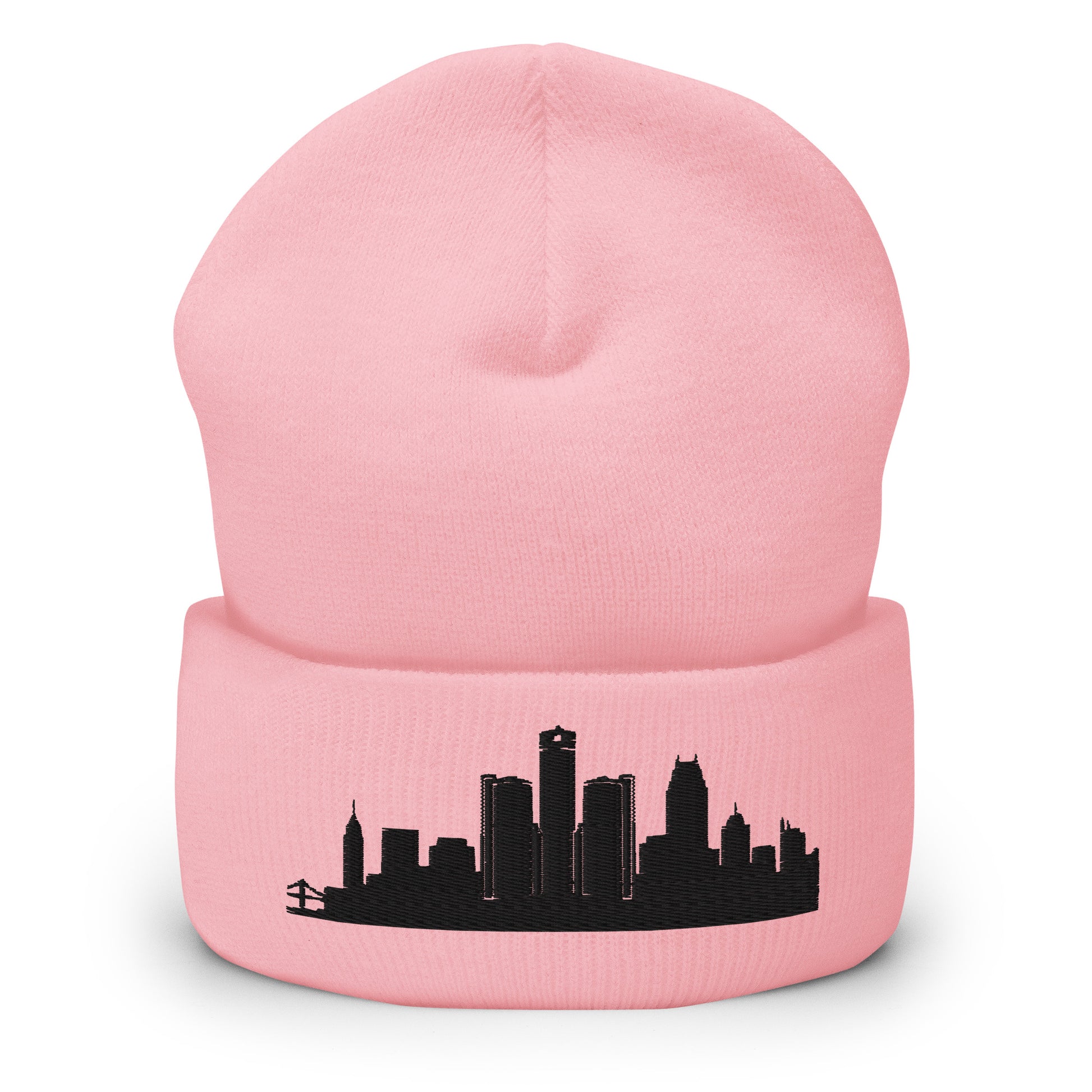 Detroit Edition Cuffed Beanie in pink —hypoallergenic athletic knit headwear | Our City |An Athlete Trains