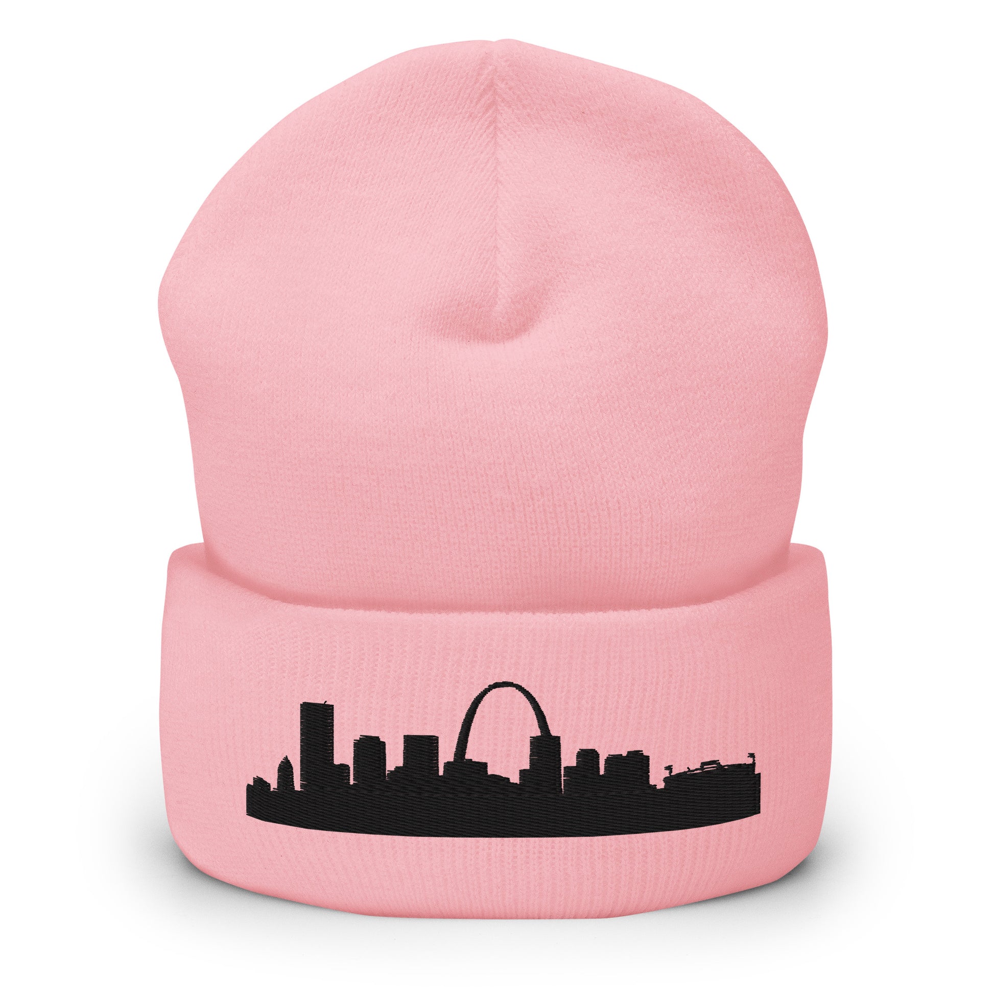 St. Louis Edition Cuffed Beanie in pink —hypoallergenic athletic knit headwear | Our City |An Athlete Trains