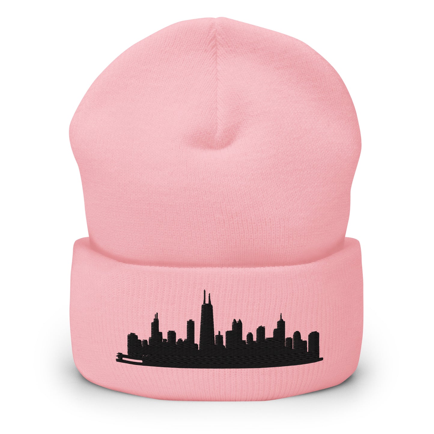 Chicago Edition Cuffed Beanie in pink —hypoallergenic athletic knit headwear | Our City |An Athlete Trains
