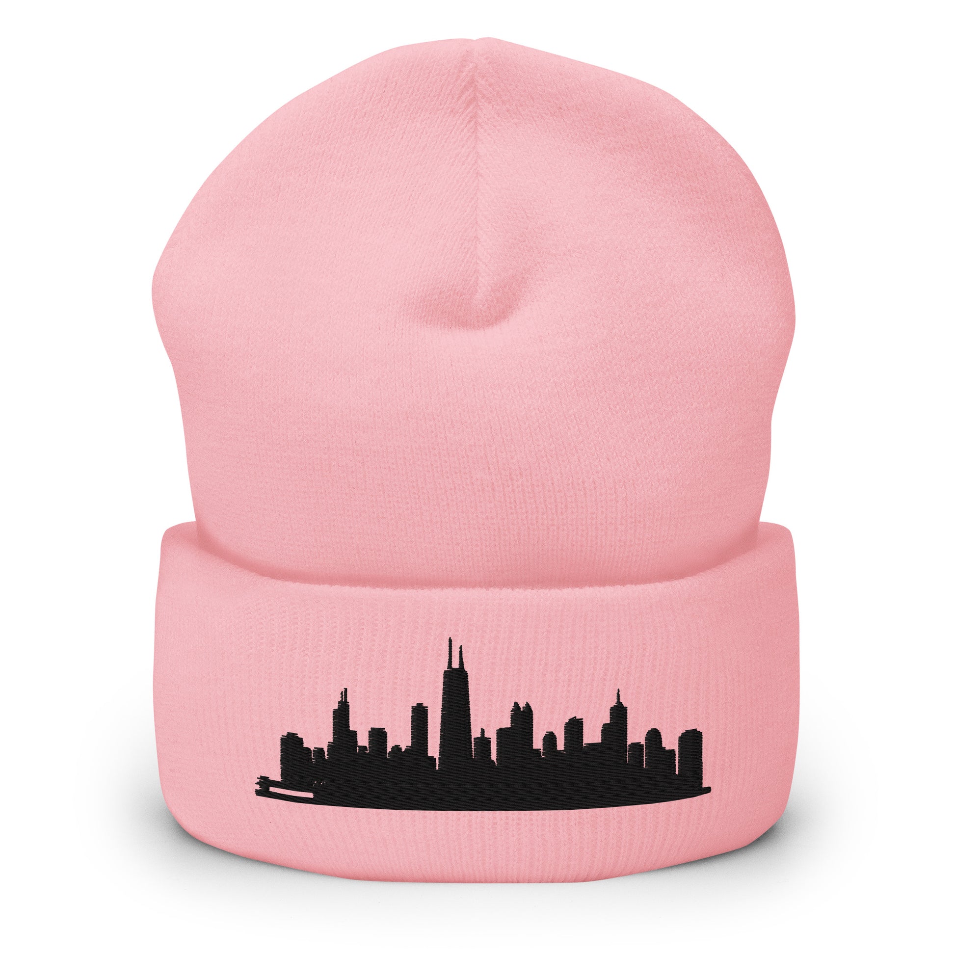 Chicago Edition Cuffed Beanie in pink —hypoallergenic athletic knit headwear | Our City |An Athlete Trains