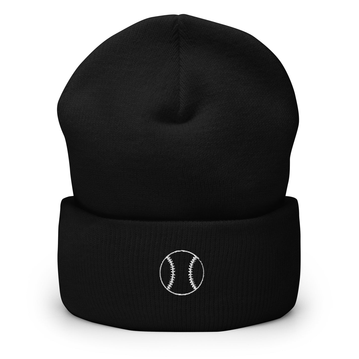 Baseball Edition cuffed beanie in black featuring custom baseball-themed embroidery | Our Game | An Athlete Trains