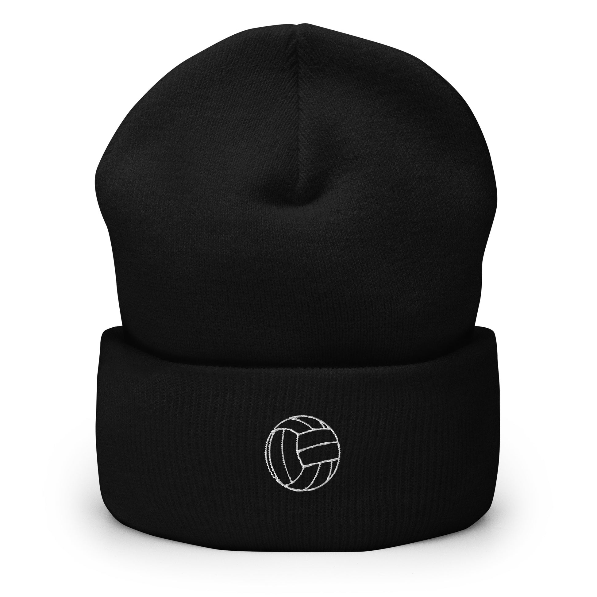 Volleyball Edition cuffed beanie in black—snug 100% turbo acrylic performance headwear for volleyball players by An Athlete Trains | Our Game