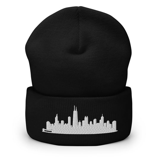 Chicago Edition Cuffed Beanie in black —hypoallergenic athletic knit headwear | Our City |An Athlete Trains
