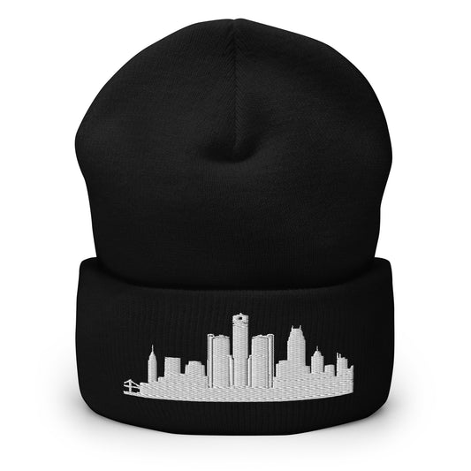 Detroit Edition Cuffed Beanie in black —hypoallergenic athletic knit headwear | Our City |An Athlete Trains