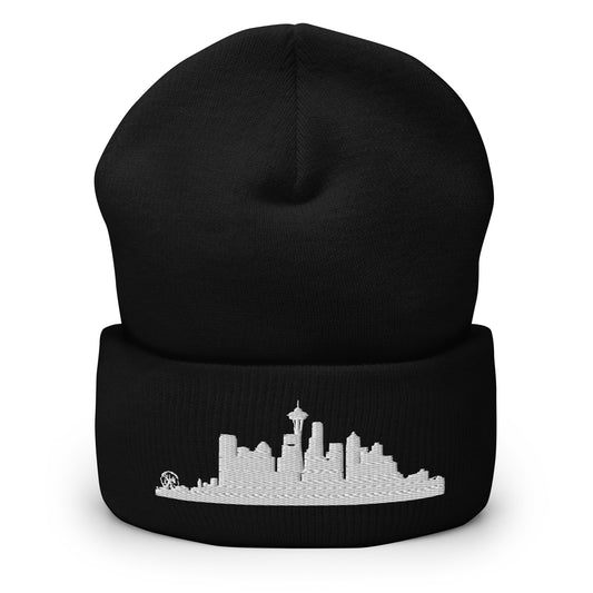 Seattle Edition Cuffed Beanie in black —hypoallergenic athletic knit headwear | Our City |An Athlete Trains
