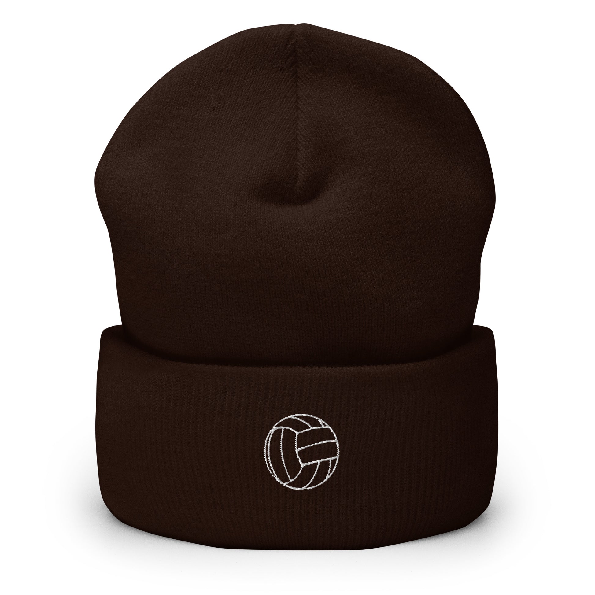 Volleyball Edition cuffed beanie in brown—snug 100% turbo acrylic performance headwear for volleyball players by An Athlete Trains | Our Game