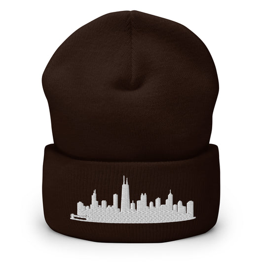 Chicago Edition Cuffed Beanie in brown —hypoallergenic athletic knit headwear | Our City |An Athlete Trains