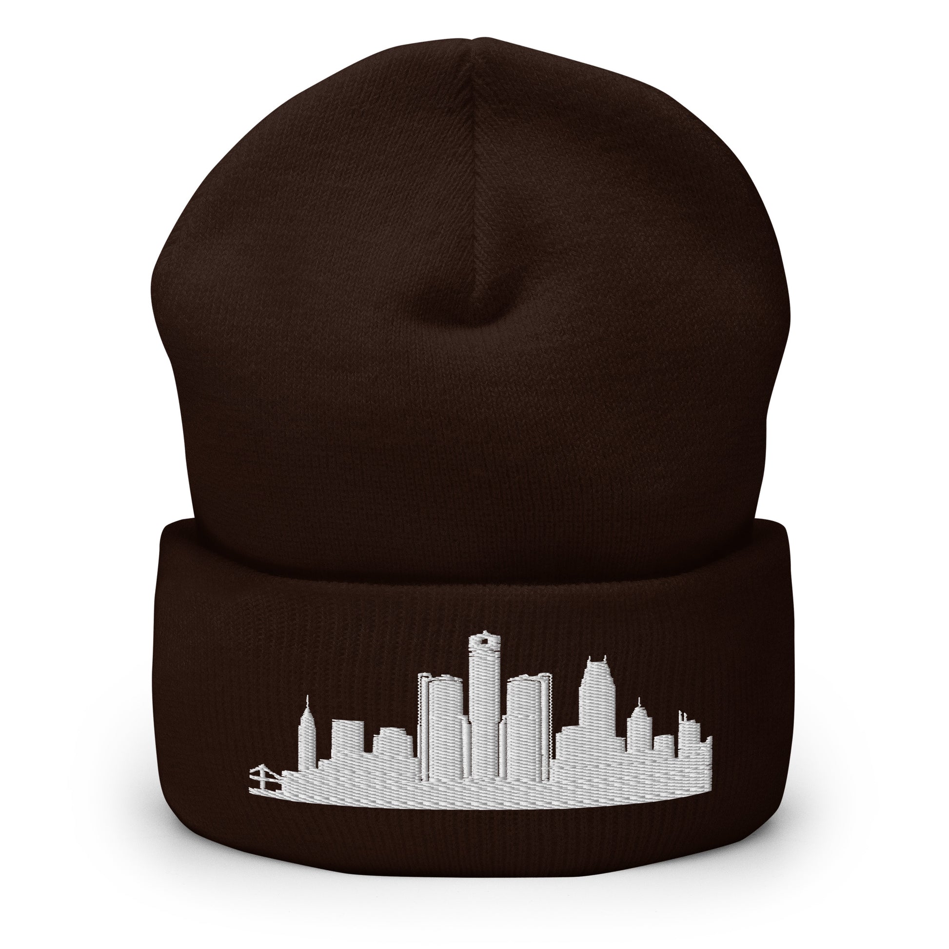 Detroit Edition Cuffed Beanie in brown —hypoallergenic athletic knit headwear | Our City |An Athlete Trains