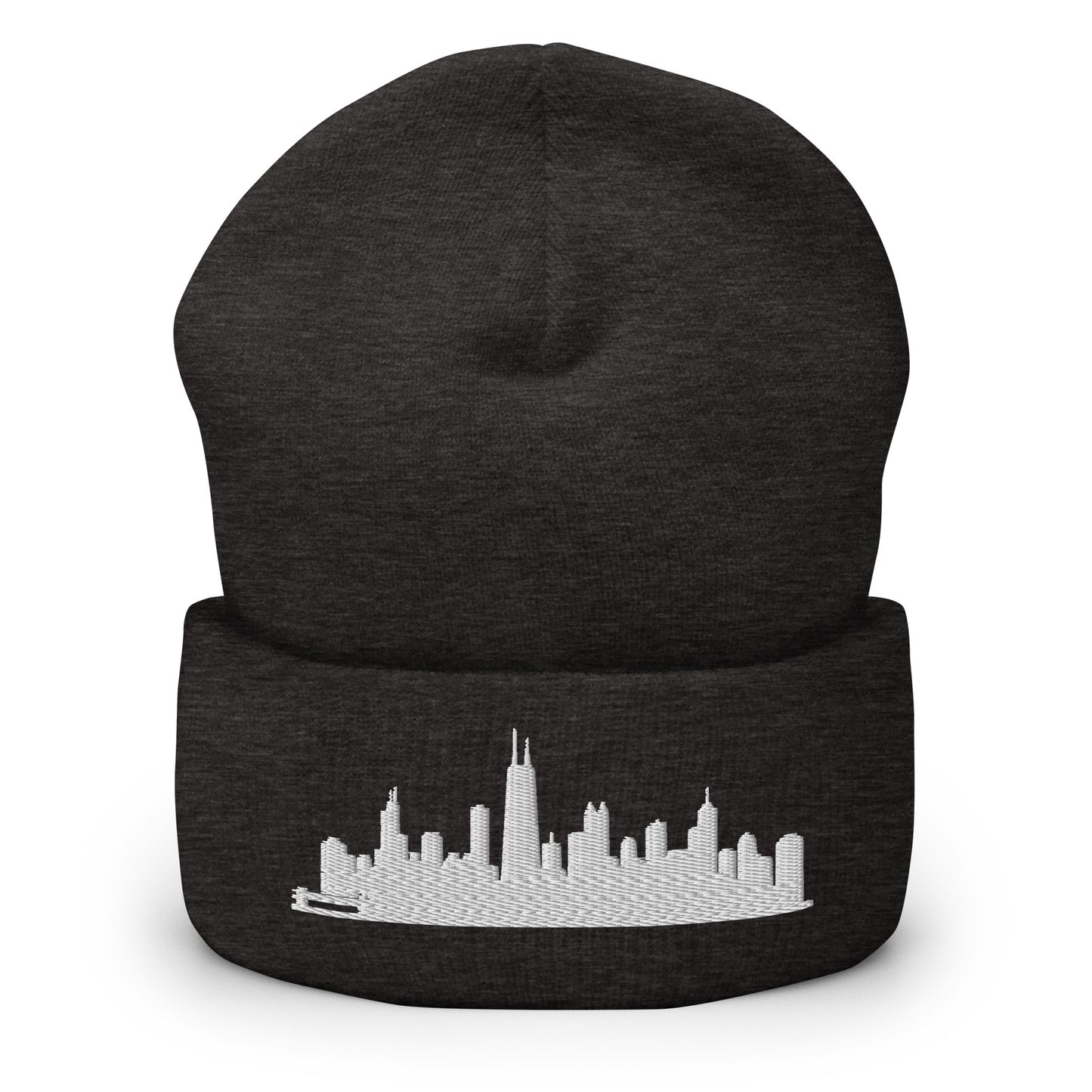Chicago Edition Cuffed Beanie in dark gray —hypoallergenic athletic knit headwear | Our City |An Athlete Trains