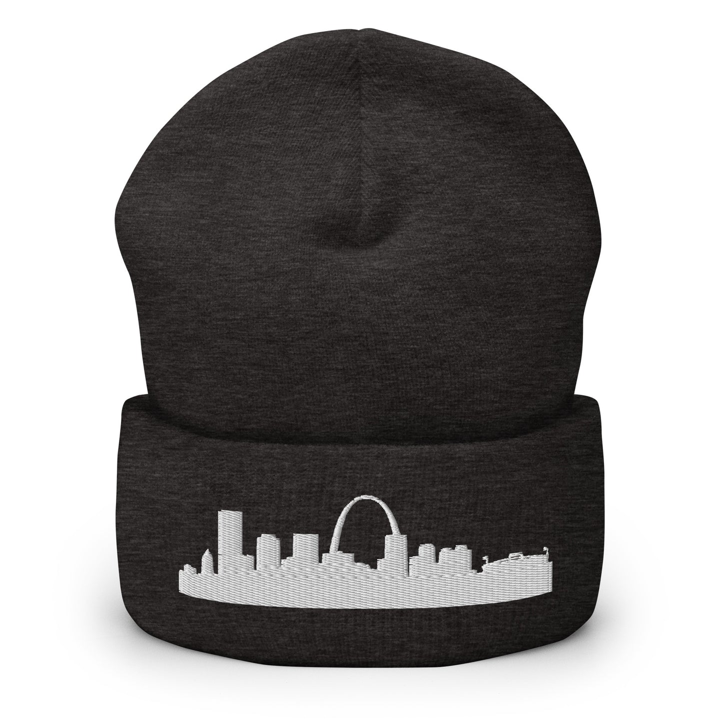 St. Louis Edition Cuffed Beanie in dark gray —hypoallergenic athletic knit headwear | Our City |An Athlete Trains