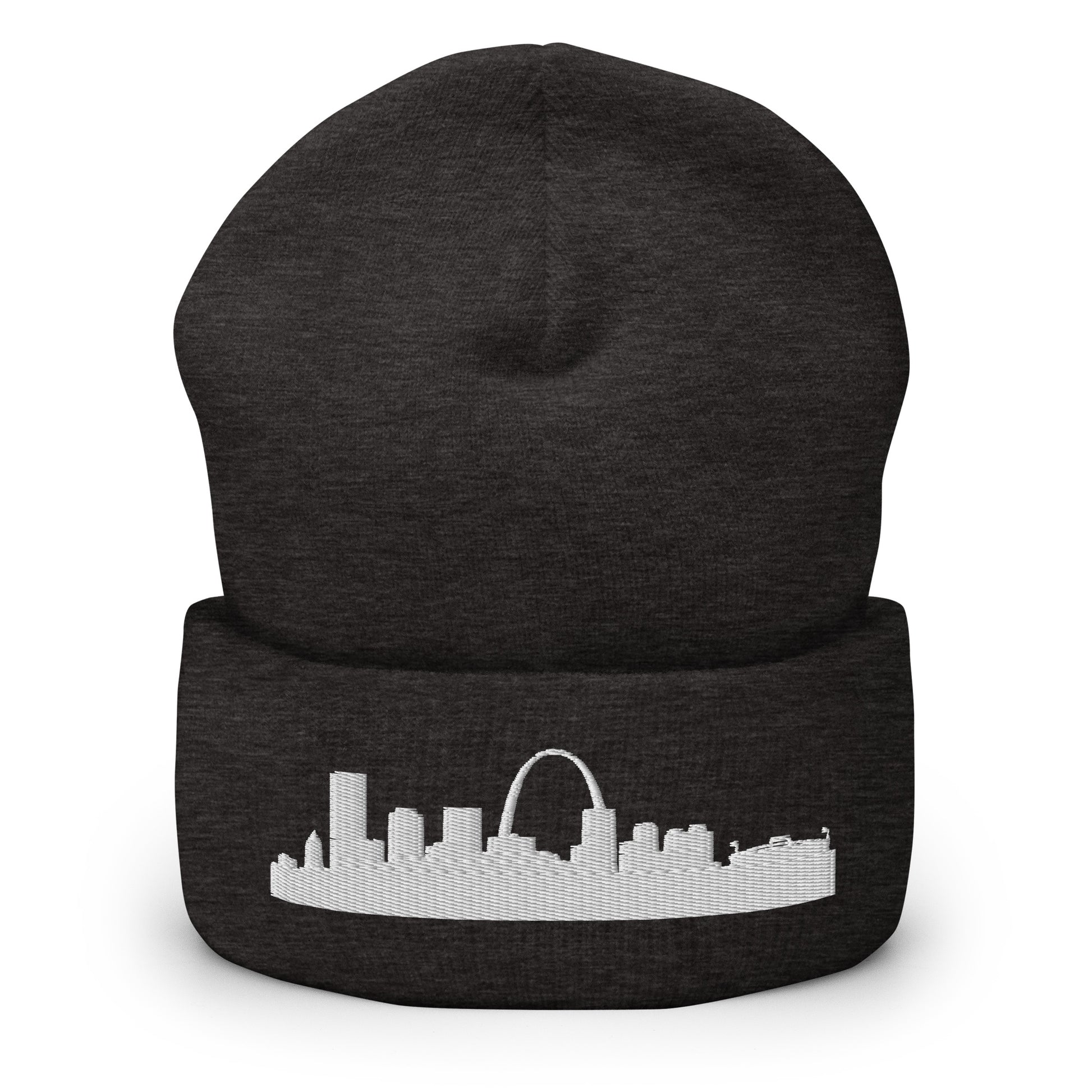 St. Louis Edition Cuffed Beanie in dark gray —hypoallergenic athletic knit headwear | Our City |An Athlete Trains