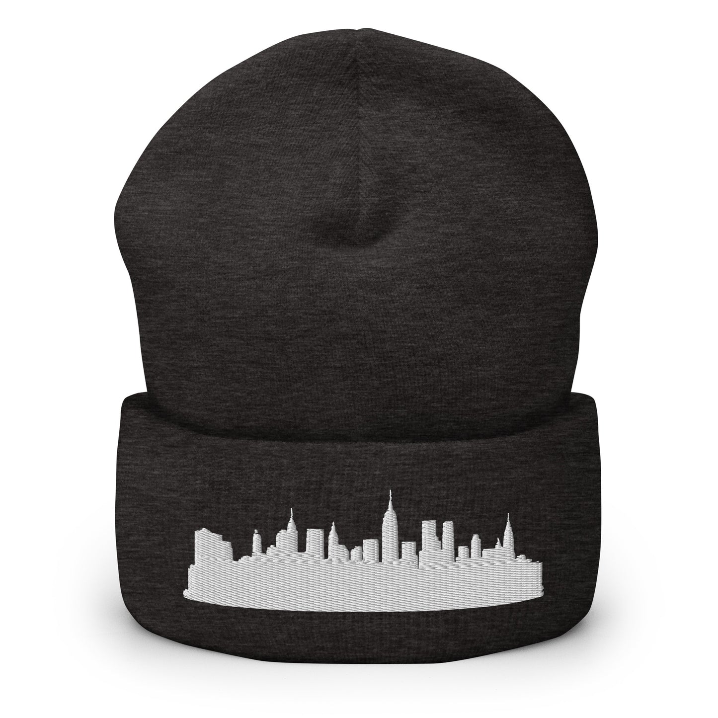 New York Edition Cuffed Beanie in dark gray —hypoallergenic athletic knit headwear | Our City |An Athlete Trains