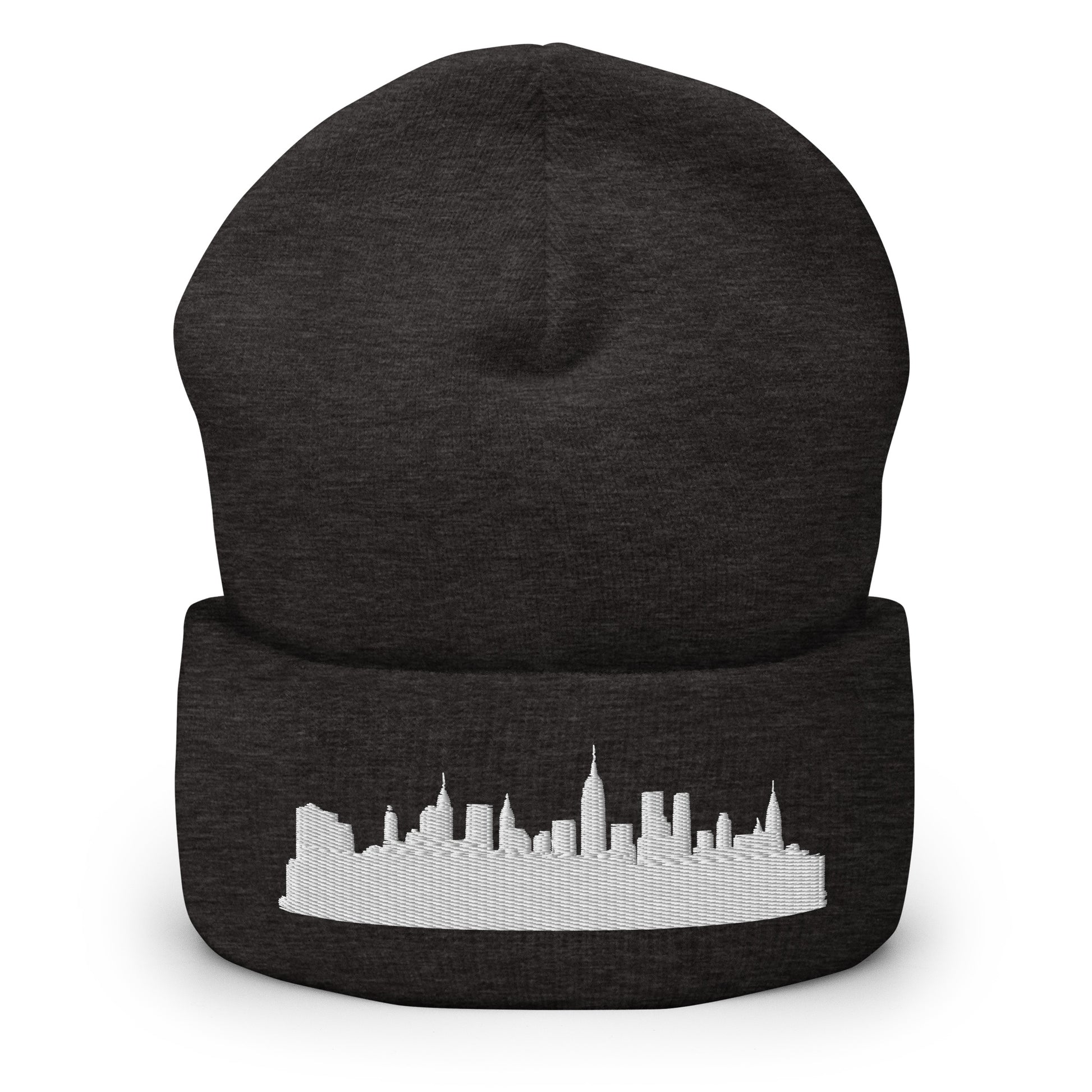 New York Edition Cuffed Beanie in dark gray —hypoallergenic athletic knit headwear | Our City |An Athlete Trains
