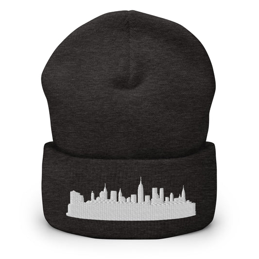 New York Edition Cuffed Beanie in dark gray —hypoallergenic athletic knit headwear | Our City |An Athlete Trains