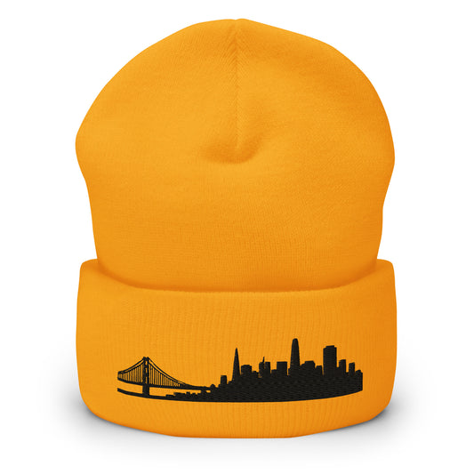 San Francisco Edition Cuffed Beanie in gold —hypoallergenic athletic knit headwear | Our City |An Athlete Trains