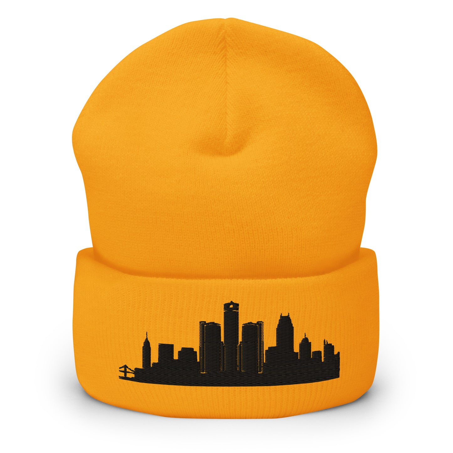 Detroit Edition Cuffed Beanie in gold —hypoallergenic athletic knit headwear | Our City |An Athlete Trains