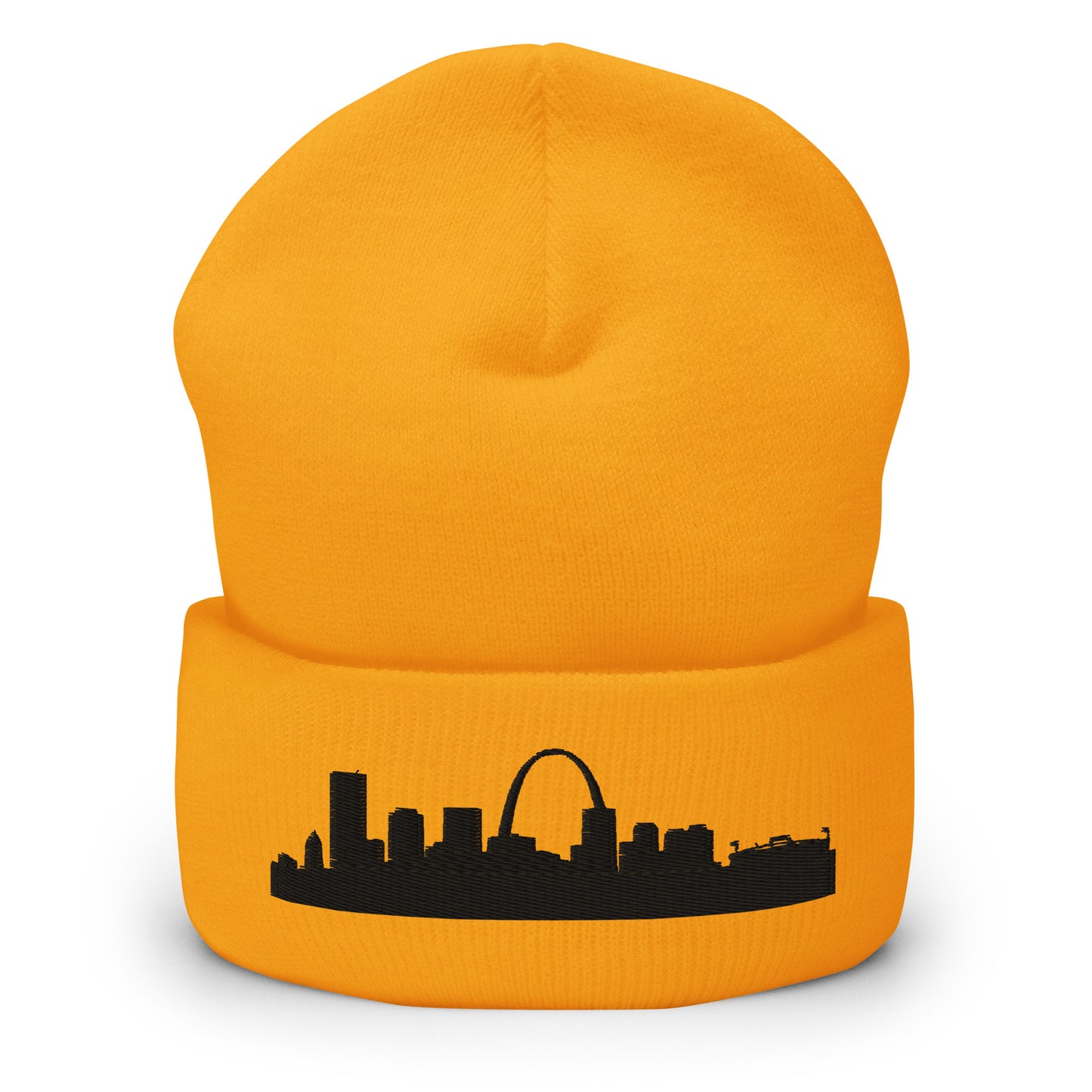 St. Louis Edition Cuffed Beanie in gold —hypoallergenic athletic knit headwear | Our City |An Athlete Trains