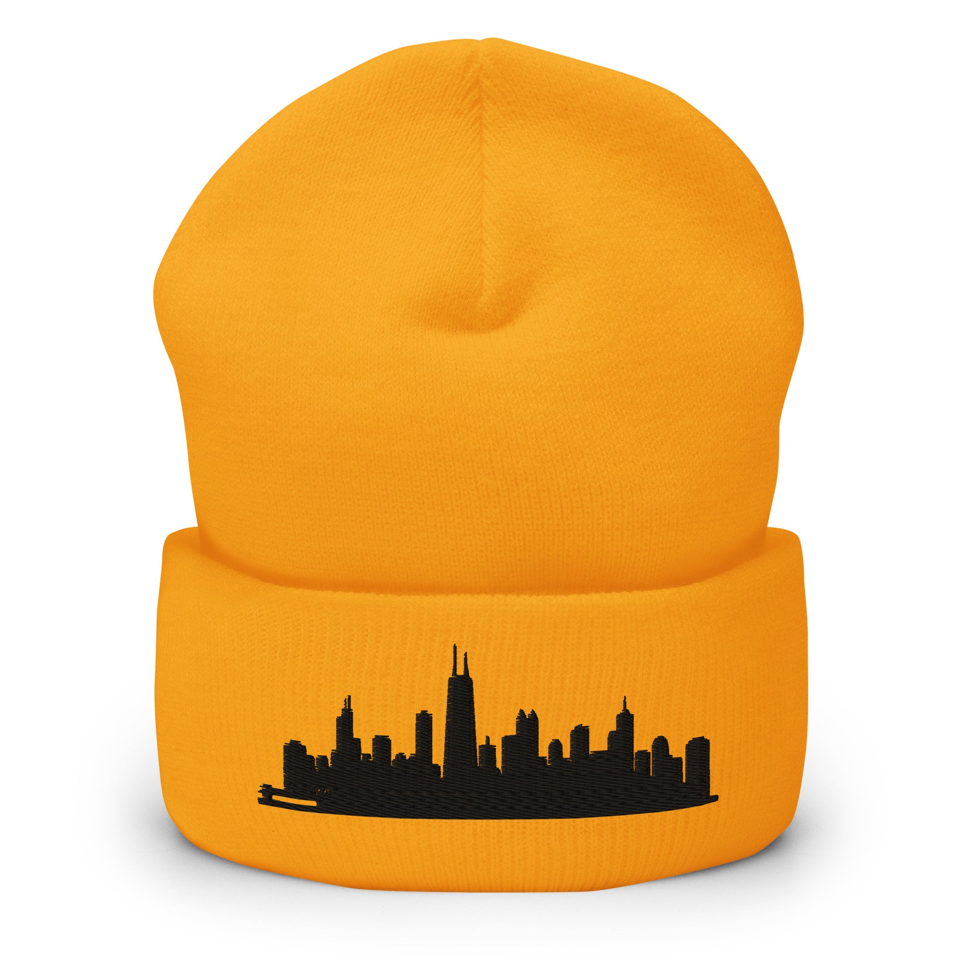 Chicago Edition Cuffed Beanie in gold —hypoallergenic athletic knit headwear | Our City |An Athlete Trains