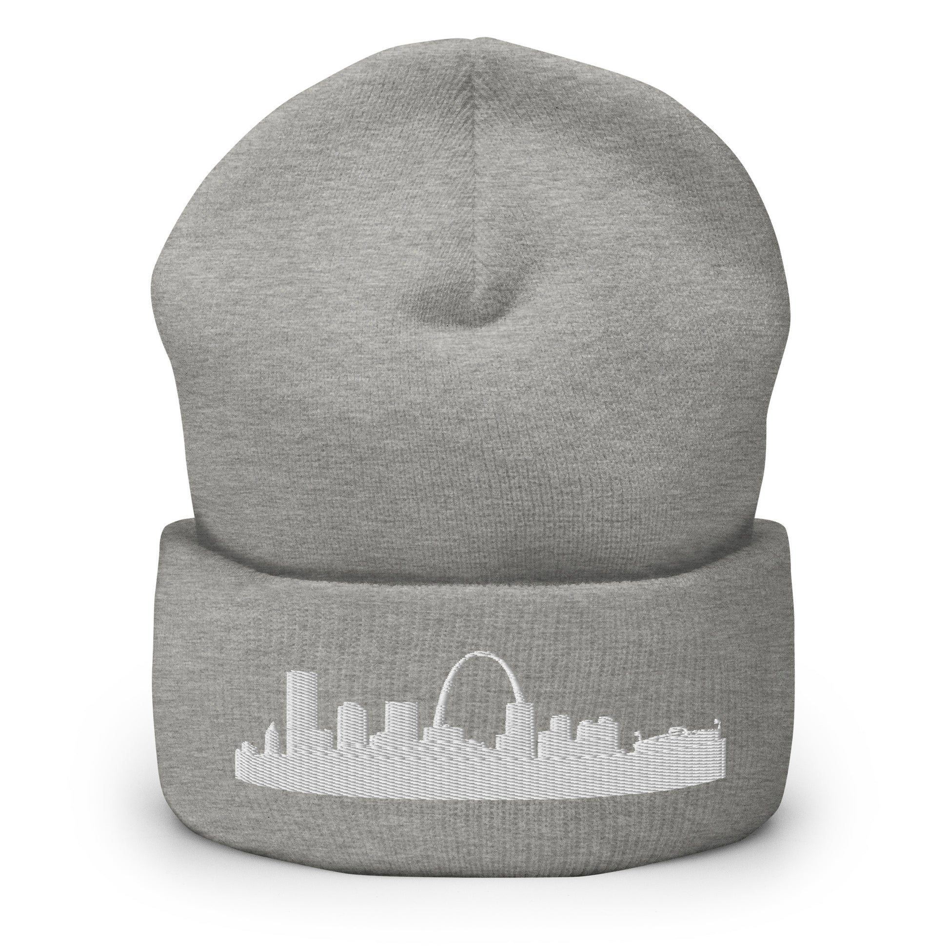 St. Louis Edition Cuffed Beanie in heather gray—hypoallergenic athletic knit headwear | Our City |An Athlete Trains