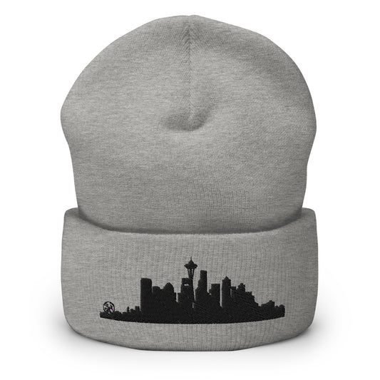 Seattle Edition Cuffed Beanie in heather gray —hypoallergenic athletic knit headwear | Our City |An Athlete Trains