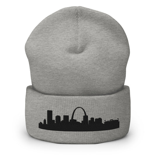 St. Louis Edition Cuffed Beanie in heather gray —hypoallergenic athletic knit headwear | Our City |An Athlete Trains