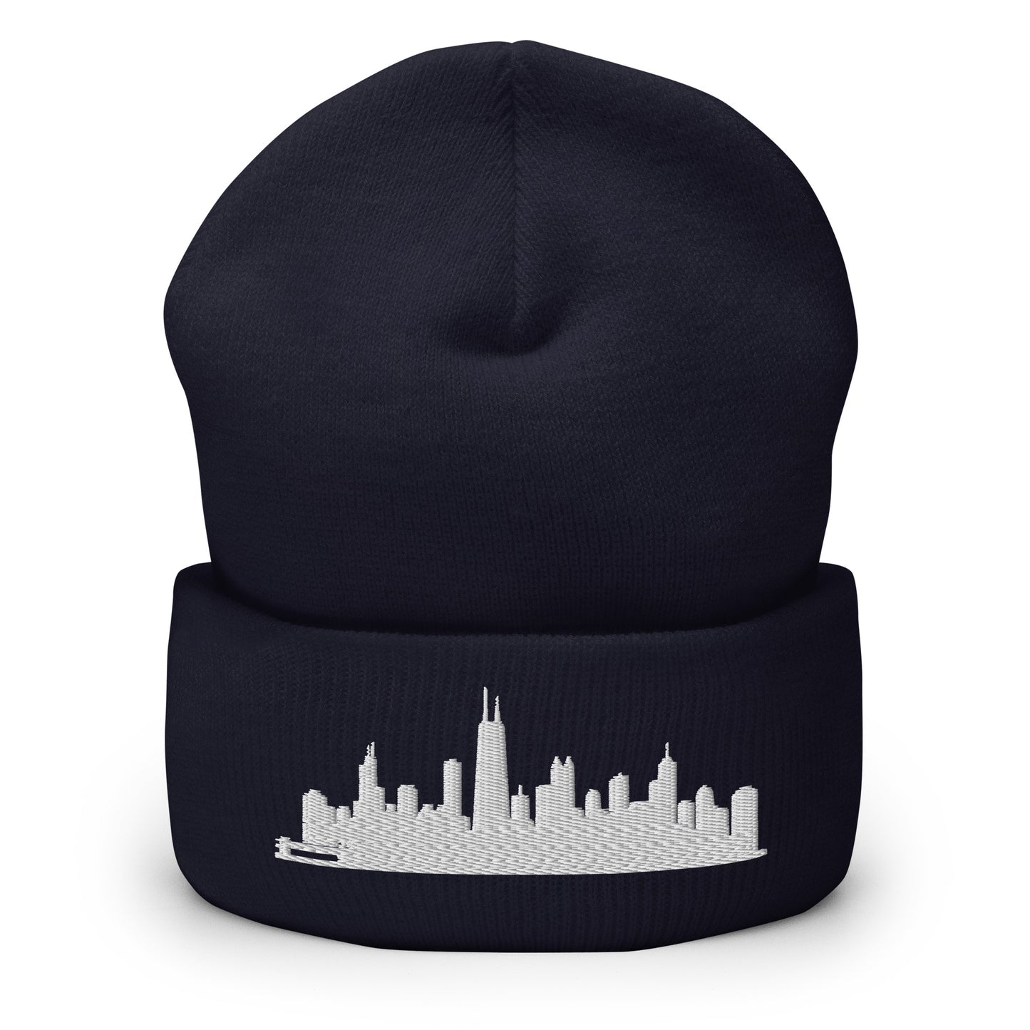 Chicago Edition Cuffed Beanie in navy —hypoallergenic athletic knit headwear | Our City |An Athlete Trains