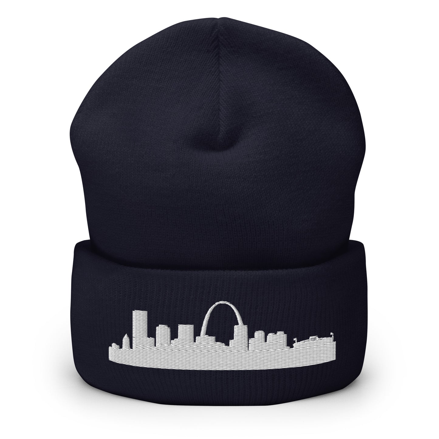 St. Louis Edition Cuffed Beanie in navy —hypoallergenic athletic knit headwear | Our City |An Athlete Trains