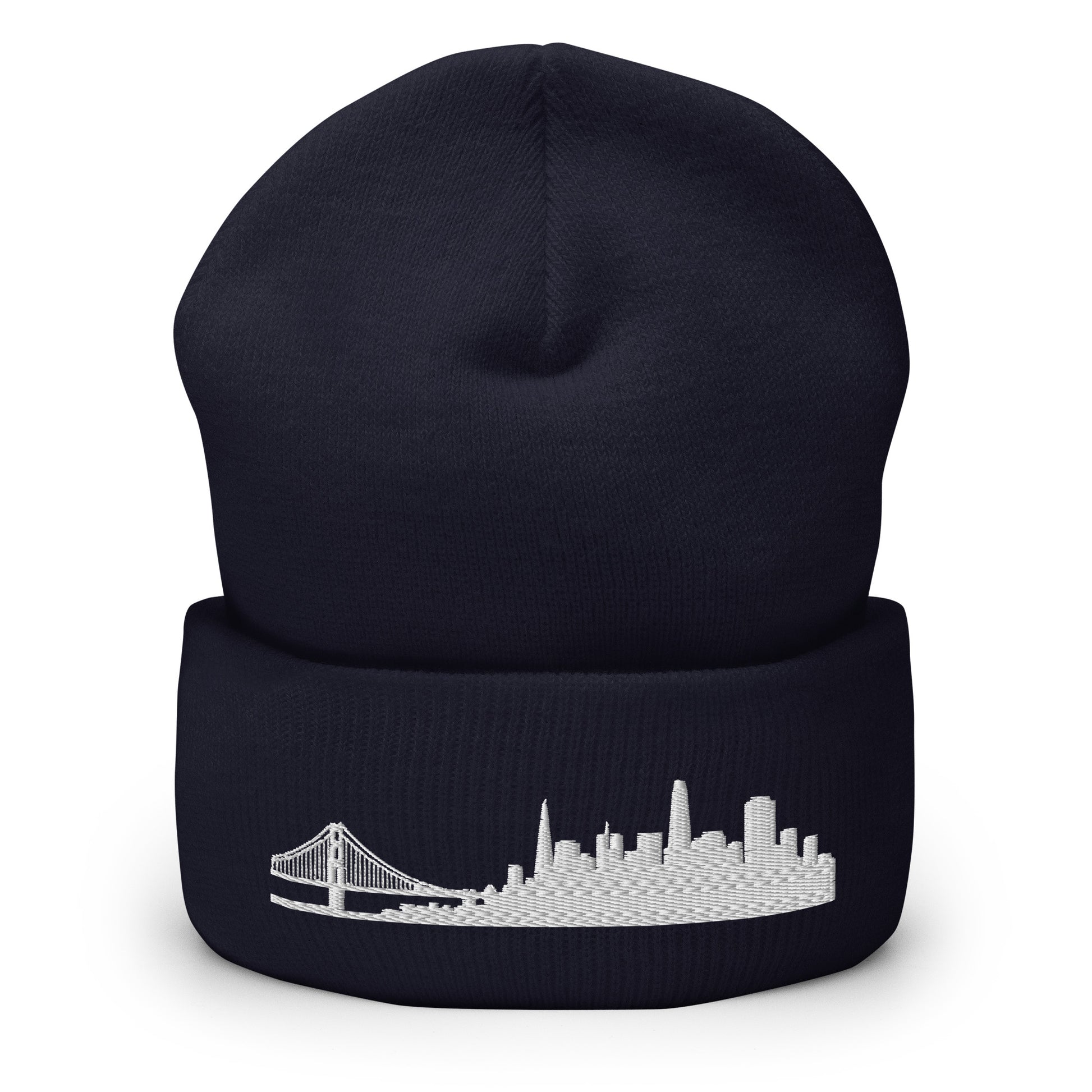San Francisco Edition Cuffed Beanie in navy —hypoallergenic athletic knit headwear | Our City |An Athlete Trains