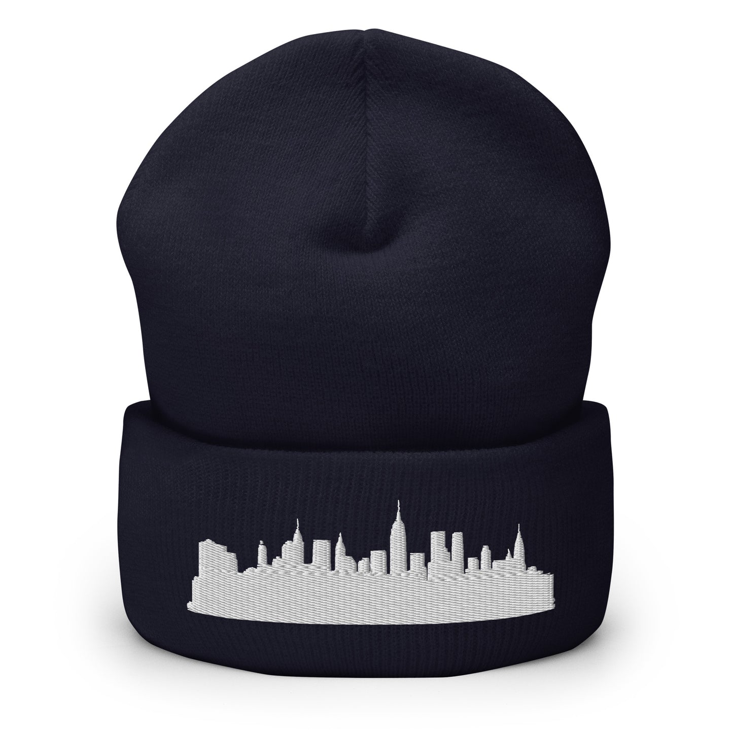 New York Edition Cuffed Beanie in navy —hypoallergenic athletic knit headwear | Our City |An Athlete Trains